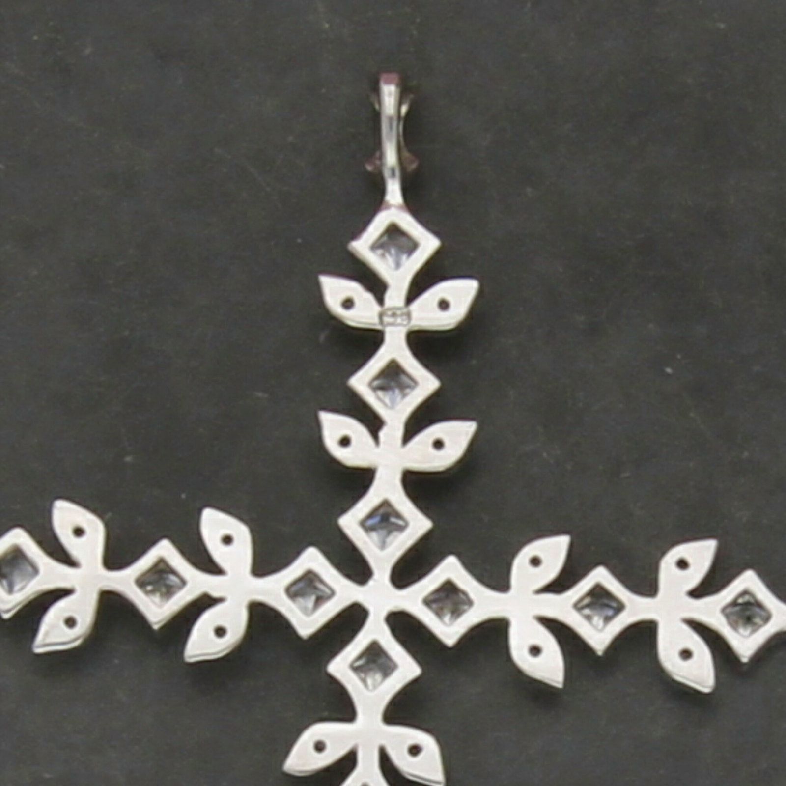Sterling Silver sterling silver cz milgrain cross pendant Size ONE SIZE - 3 Thumbnail