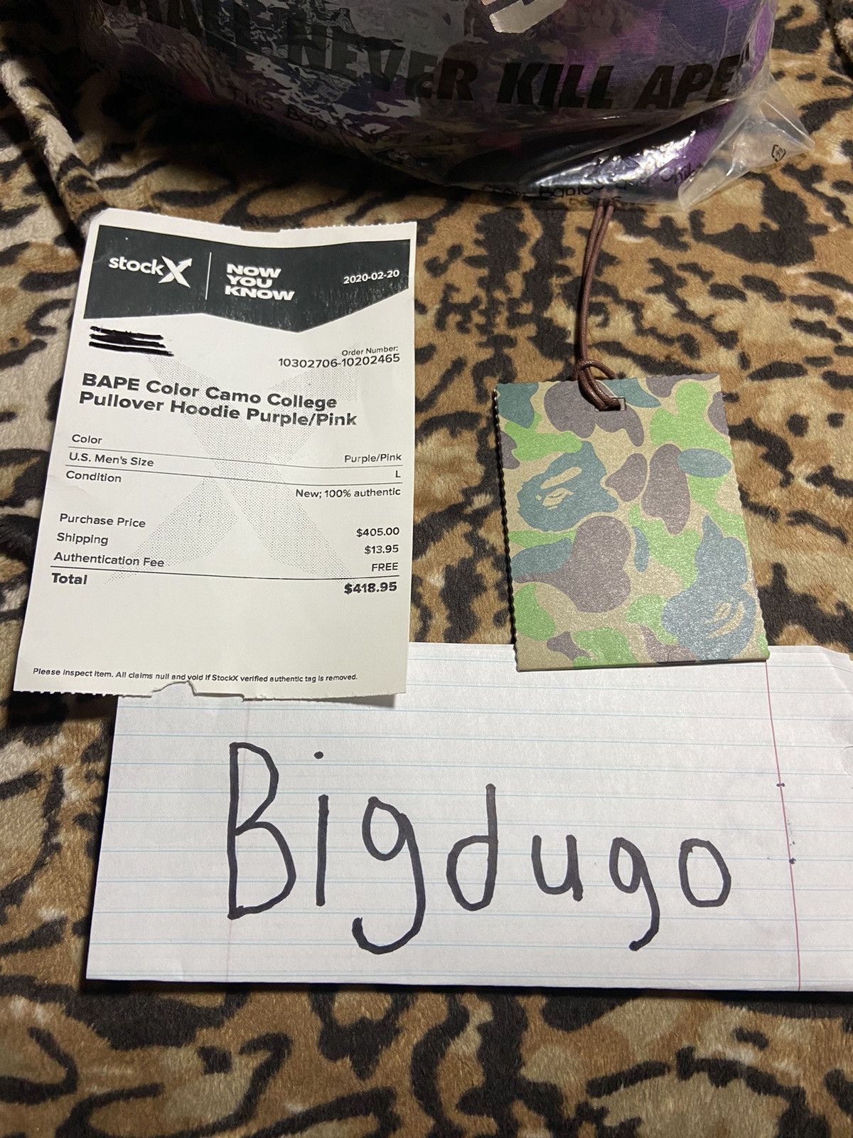 Bape Bape purple camo college pullover hoodie Size US L / EU 52-54 / 3 - 3 Thumbnail
