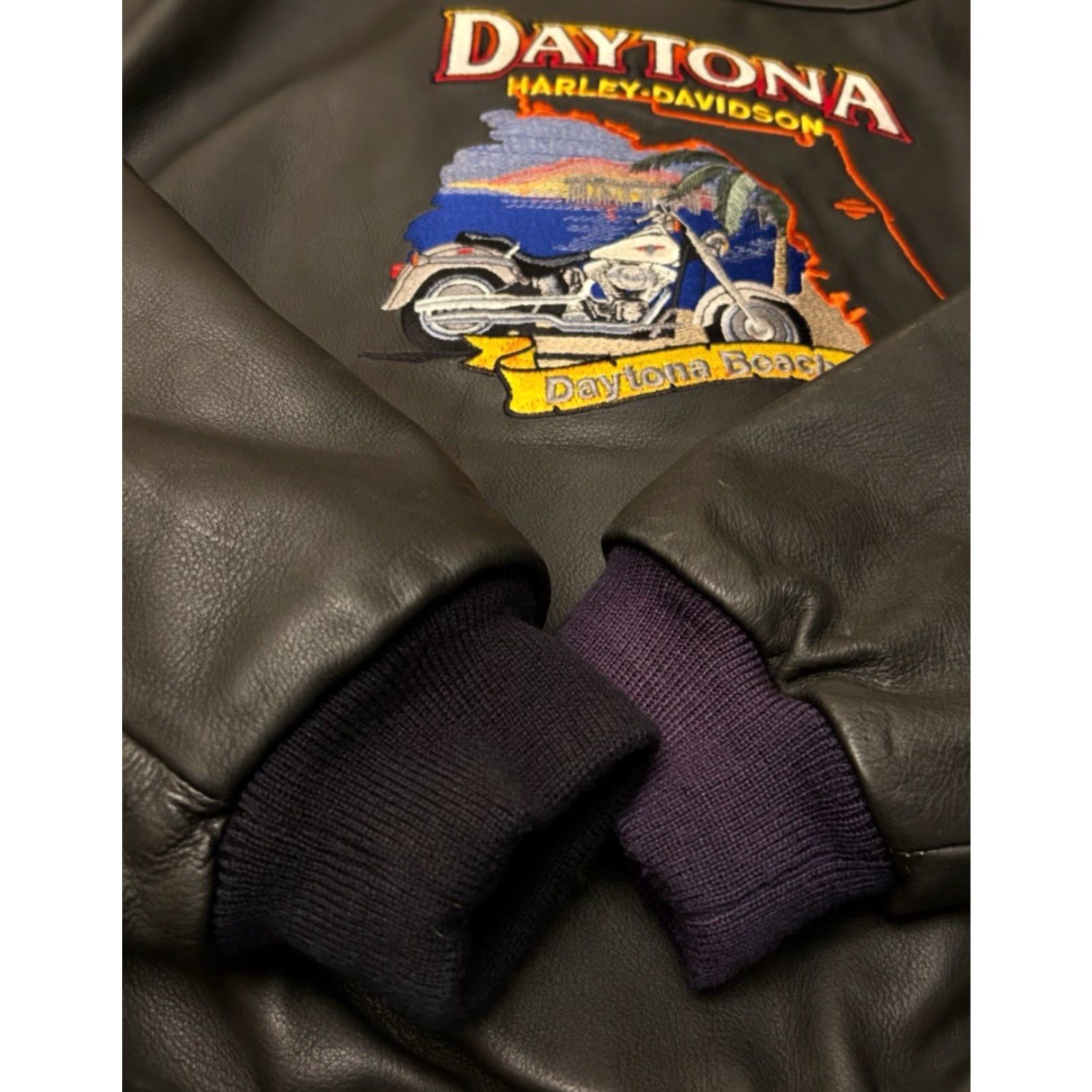 Harley Davidson VINTAGE Harley-Davidson Leather Jacket Daytona Beach Mens 2XL Biker Black Zip Size US XXL / EU 58 / 5 - 6 Thumbnail