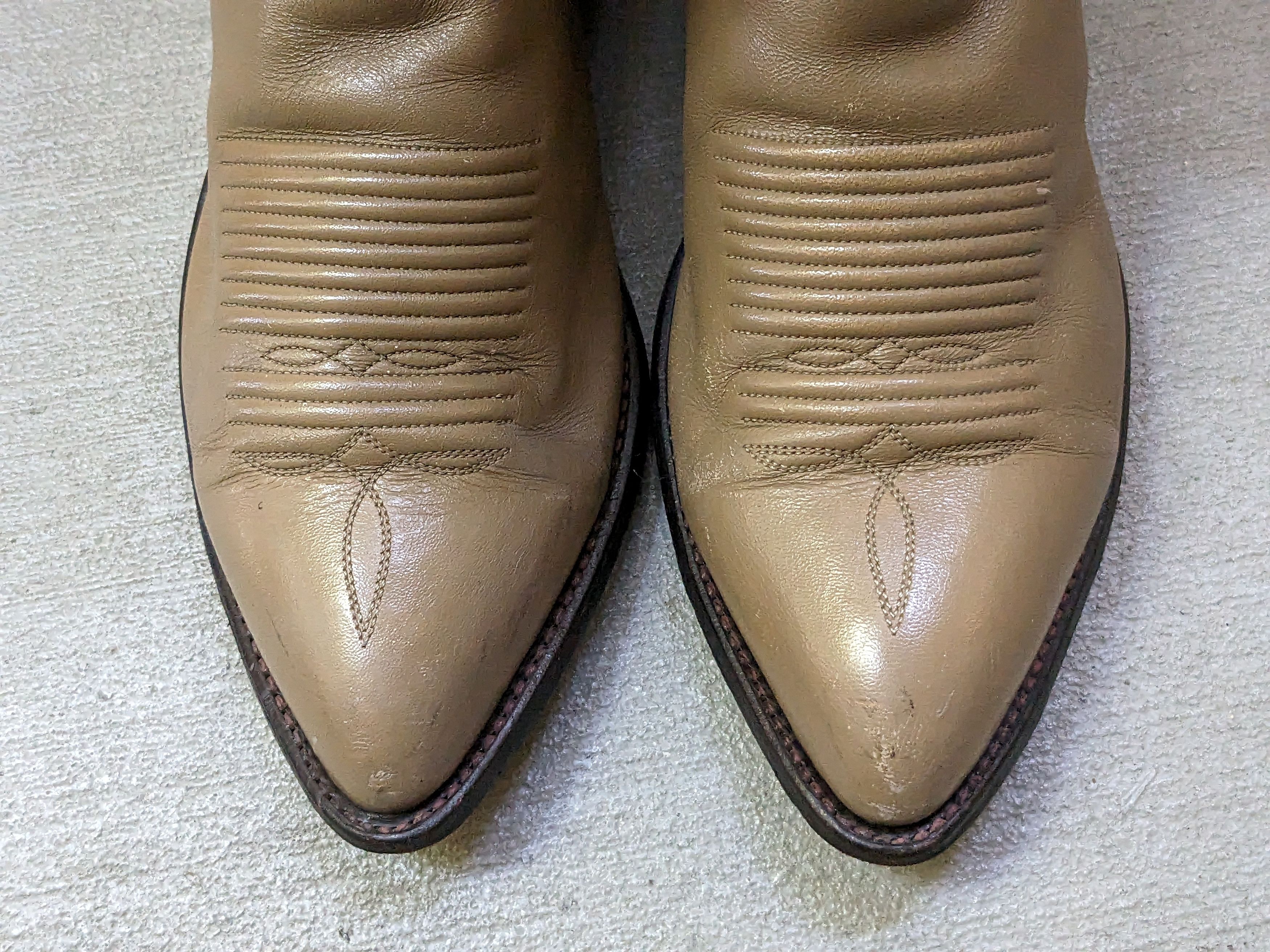 Genuine Leather El Dorado Cowboy Boots Taupe Leather 9 Western Botas Size US 9 / EU 42 - 3 Thumbnail