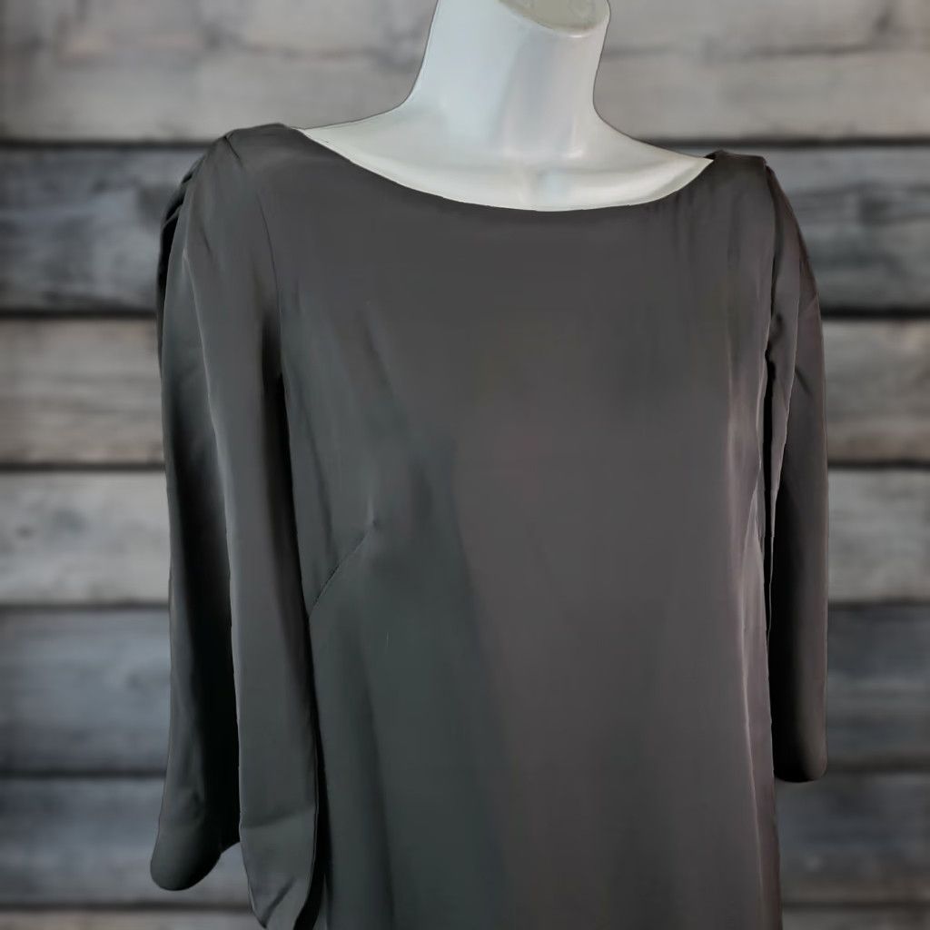 MILLY Milly Monarch Dress Sz 6 Solid Black Silk Blend V-Neck Back Half Sleeve Mini Dress Womens Womens Size M / US 6-8 / IT 42-44 - 1 Thumbnail