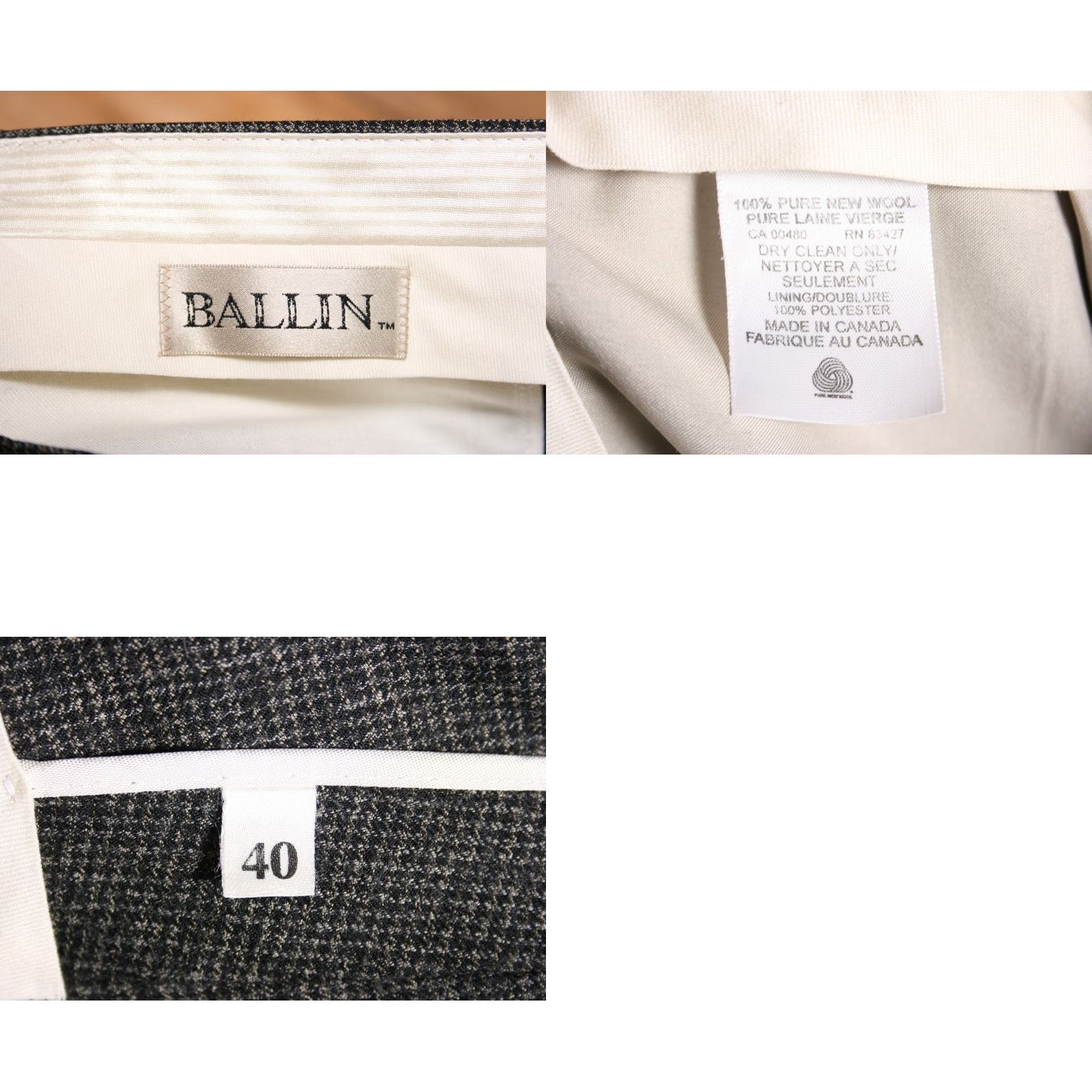 Vintage VINTAGE BALLIN Dress Pants Houndstooth Wool Pleated 100% Black Gray Sz. 40 Mens Size US 40 / EU 56 - 8 Thumbnail