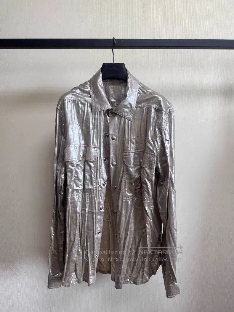 Other Rick Owens 22SS metallic silver blouse with buttoned cuff| Size XS / US 0-2 / IT 36-38 - 1 Thumbnail