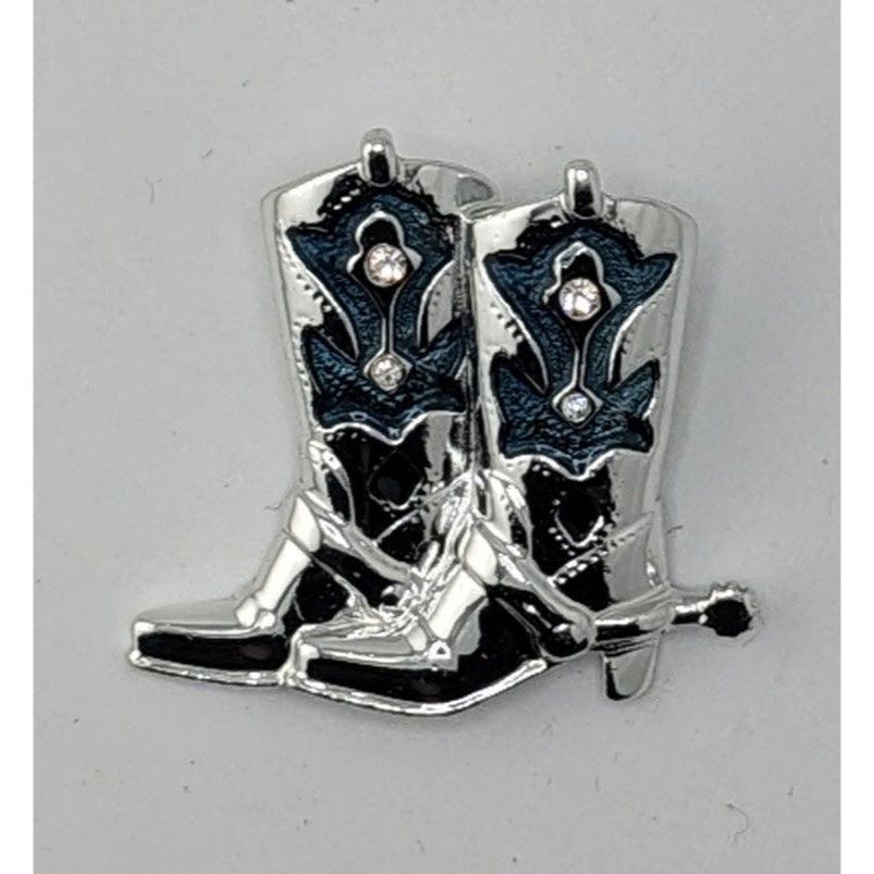 Other Western Rhinestone Cowboy Boot Enamel Brooch Size ONE SIZE - 4 Thumbnail