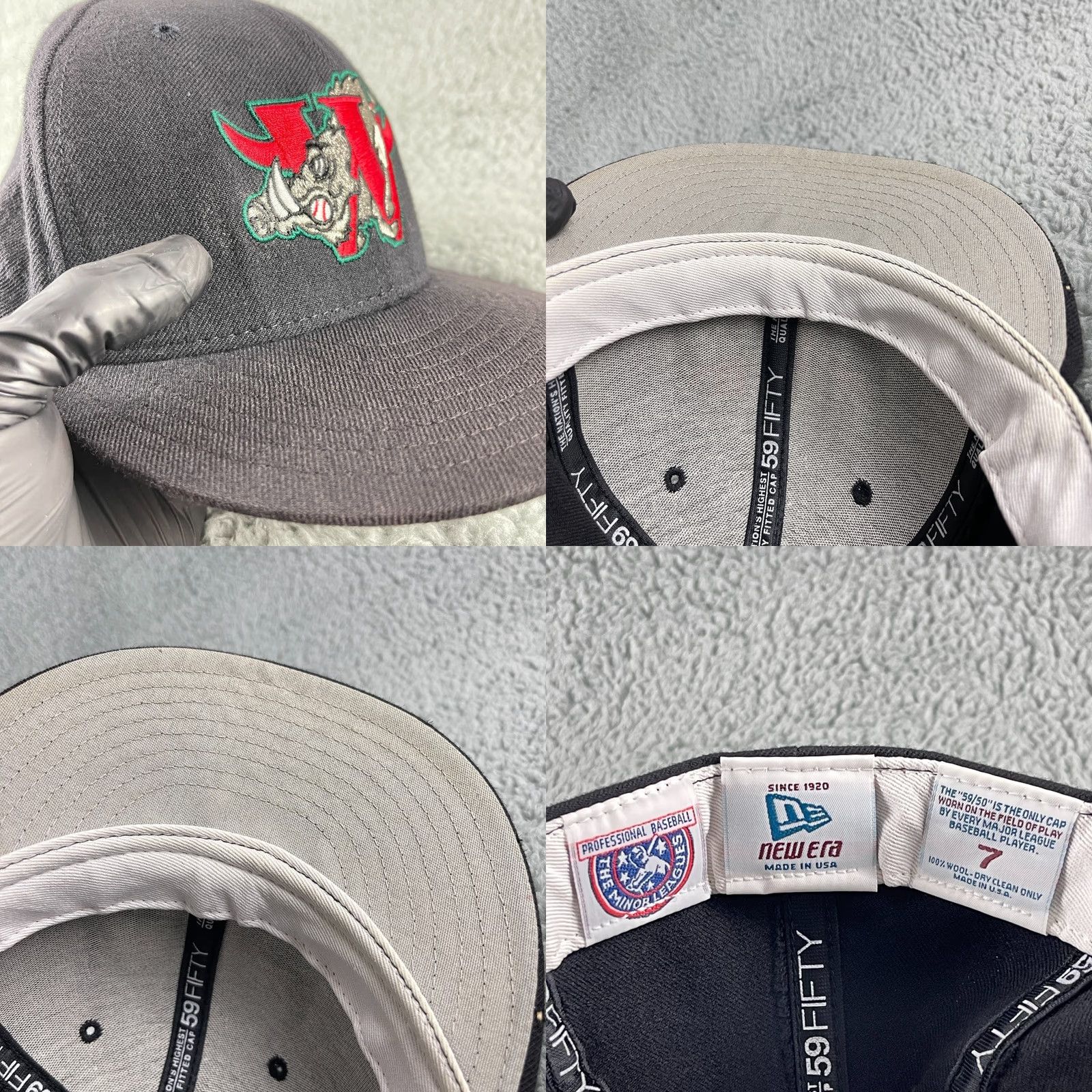 New Era Warthogs Hat Cap Size 7 Black Fitted Embroidered W Logo Wild Boar Baseball Style Mens Vintage New Era帽 Size ONE SIZE - 8 Thumbnail