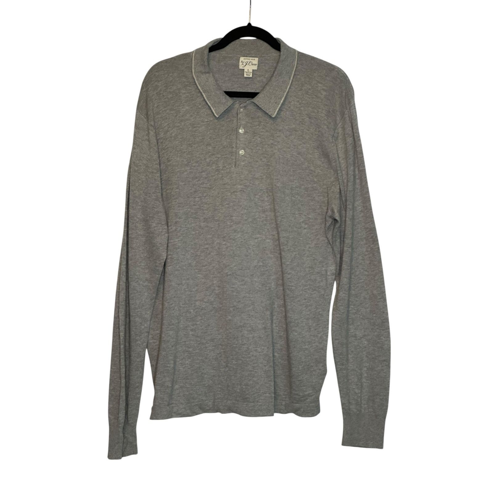 Banana Republic Banana Republic gray long sleeves polo shirt size Large Size US L / EU 52-54 / 3 - 7 Thumbnail