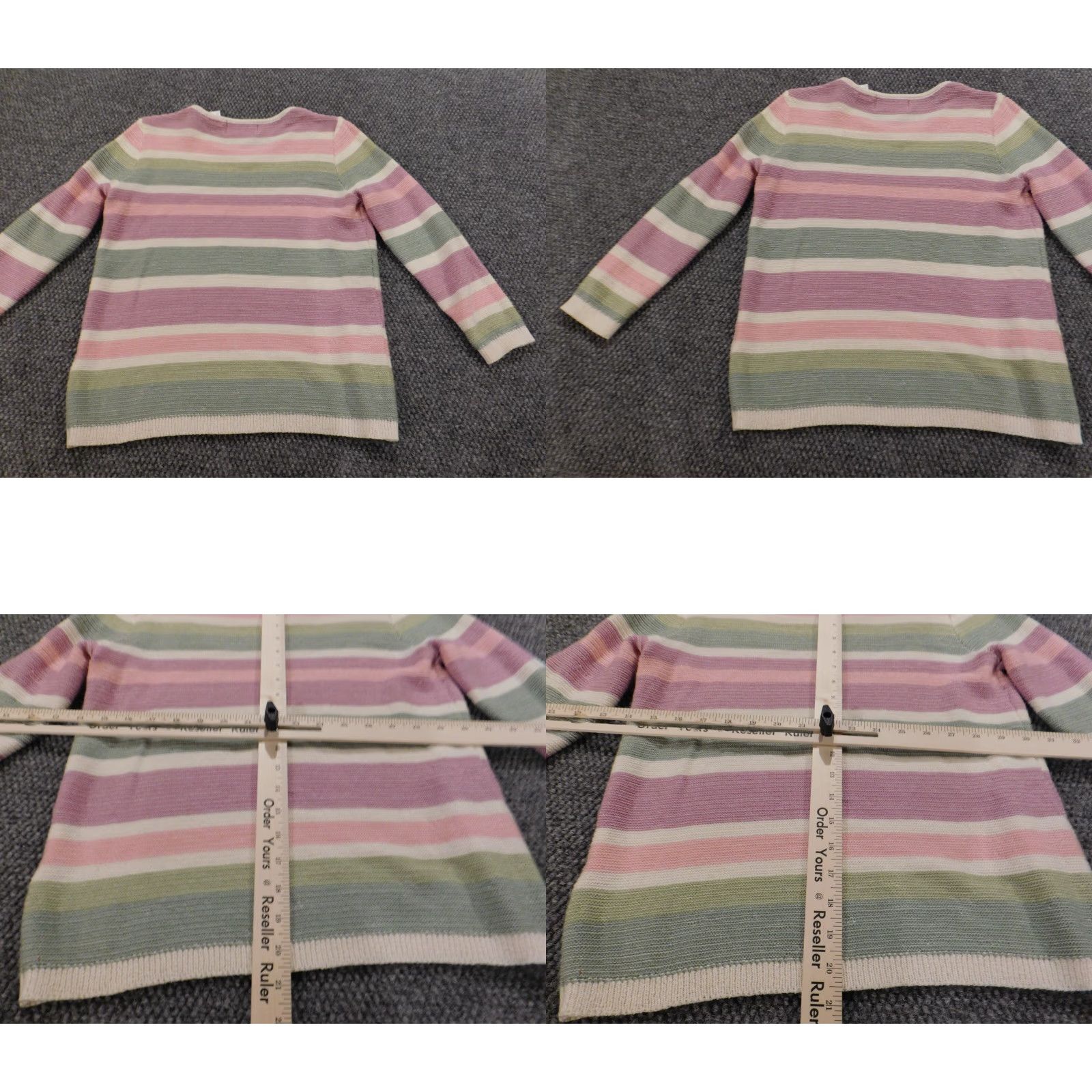 Vintage Alfred Dunner Womens Sweater PS Petites Pink Crewneck Striped Cap Sleeve Long Sleeve Pullover Knit Size S / US 4 / IT 40 - 8 Thumbnail
