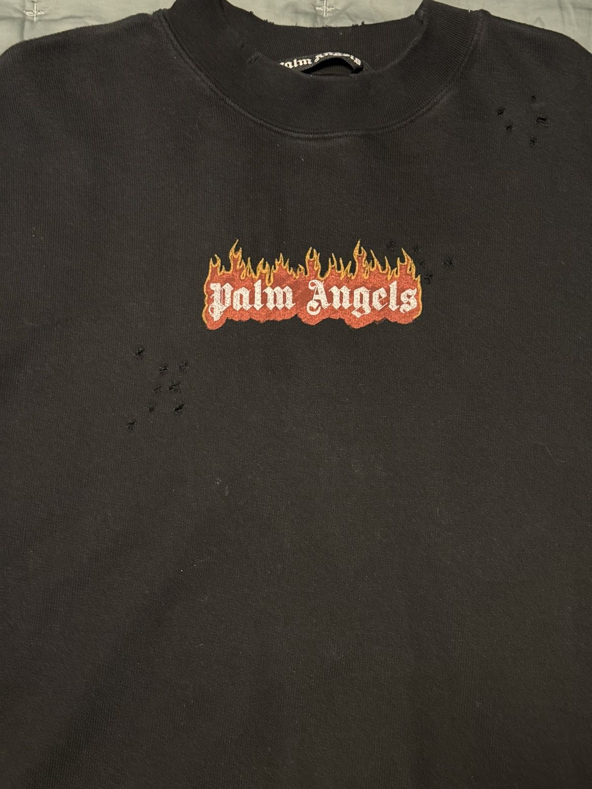 Palm Angels Burning Logo-print distressed sweatshirt Size US L / EU 52-54 / 3 - 4 Thumbnail