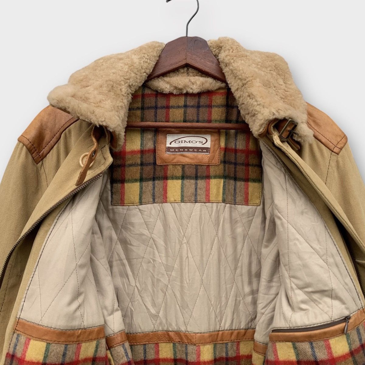 Gimo's VINTAGE GIMOS MENSWEAR CANVAS CHORE JACKET + PELLE LEATHER Size US M / EU 48-50 / 2 - 5 Thumbnail