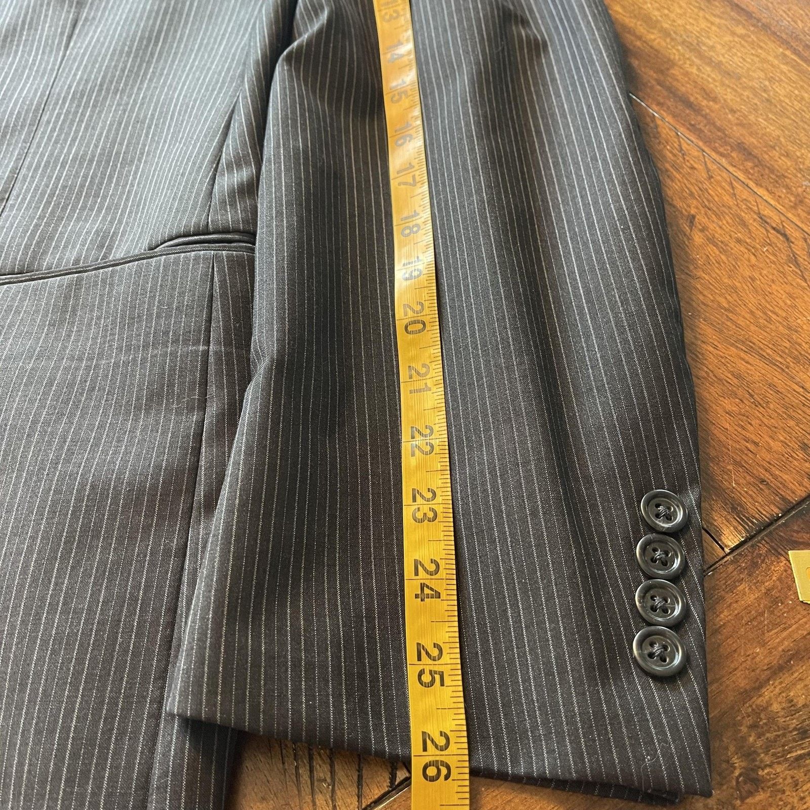 Burberry Vtg Burberry Sport Coat 44R Pinstripe Wool 3 Button Blazer Size 44R - 11 Thumbnail