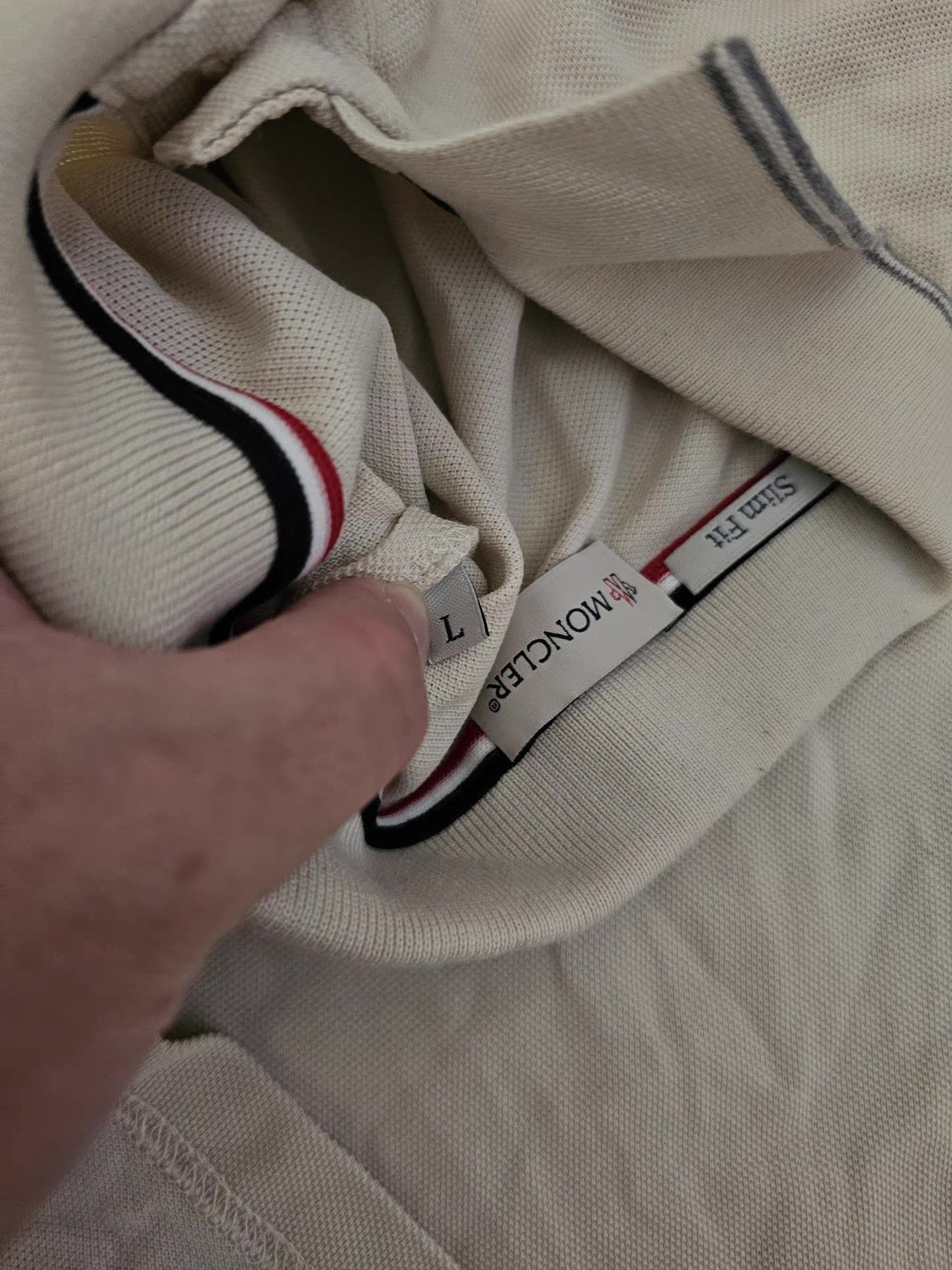 Moncler Moncler Men's Beige Long Sleeve Polo Shirt Q4 Size US L / EU 52-54 / 3 - 6 Thumbnail