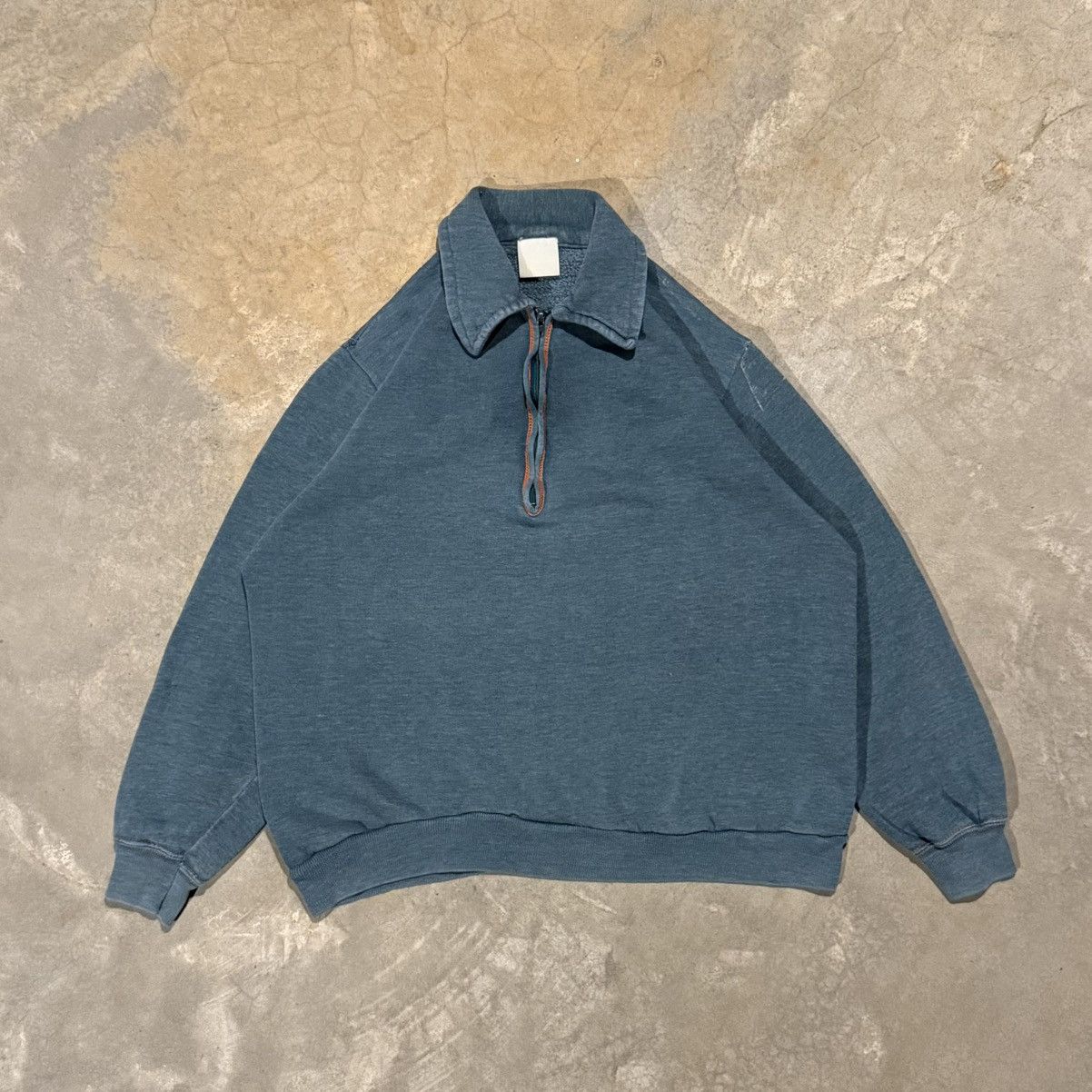 Vintage Vtg 1970s Faded Distressed Quarter Zip Sweatshirt ERD Grunge Size US S / EU 44-46 / 1 - 1 Thumbnail