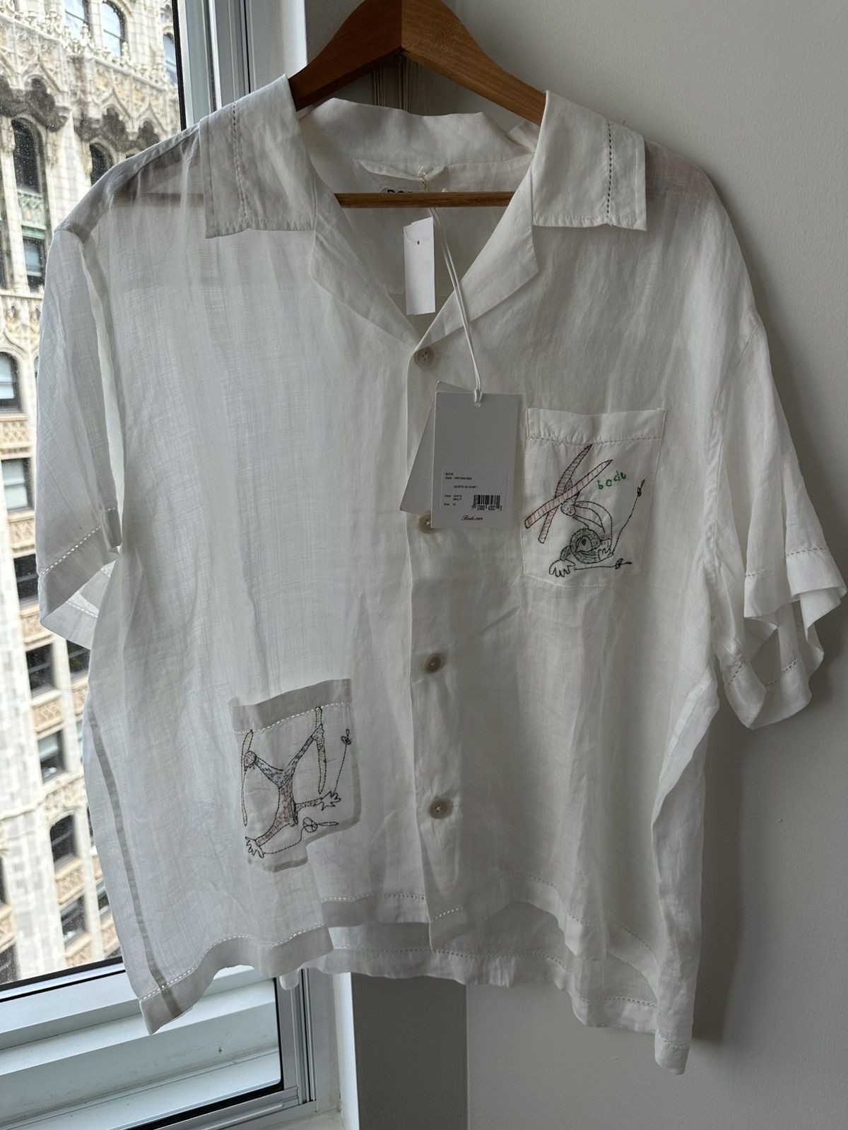 Bode Bode White Linen Skiers Shirt Size US XL / EU 56 / 4 - 1 Thumbnail