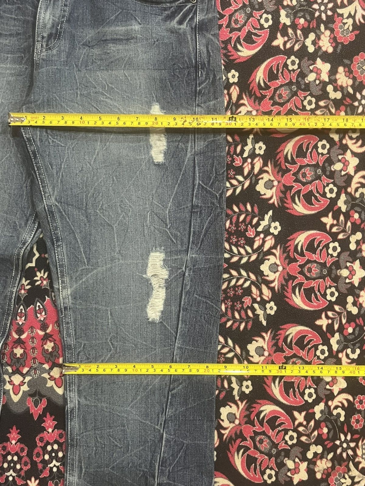 Hysteric Glamour Japanese Brand Jungle Storm Blue Cracked Distressed Jeans Size US 32 / EU 48 - 13 Thumbnail