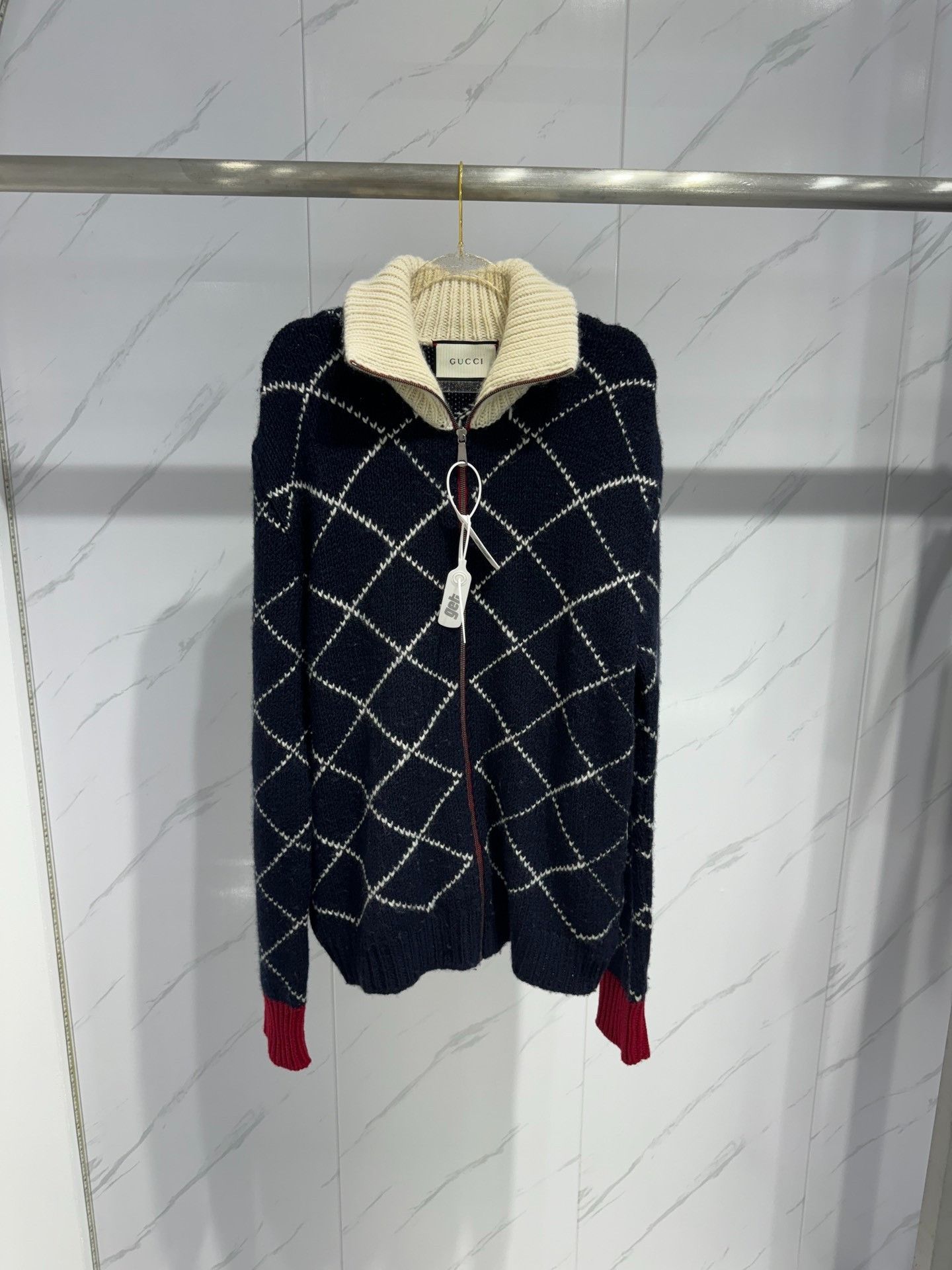 Gucci Gucci diamond-shaped show checkered zipper jacket Size US L / EU 52-54 / 3 - 1 Thumbnail