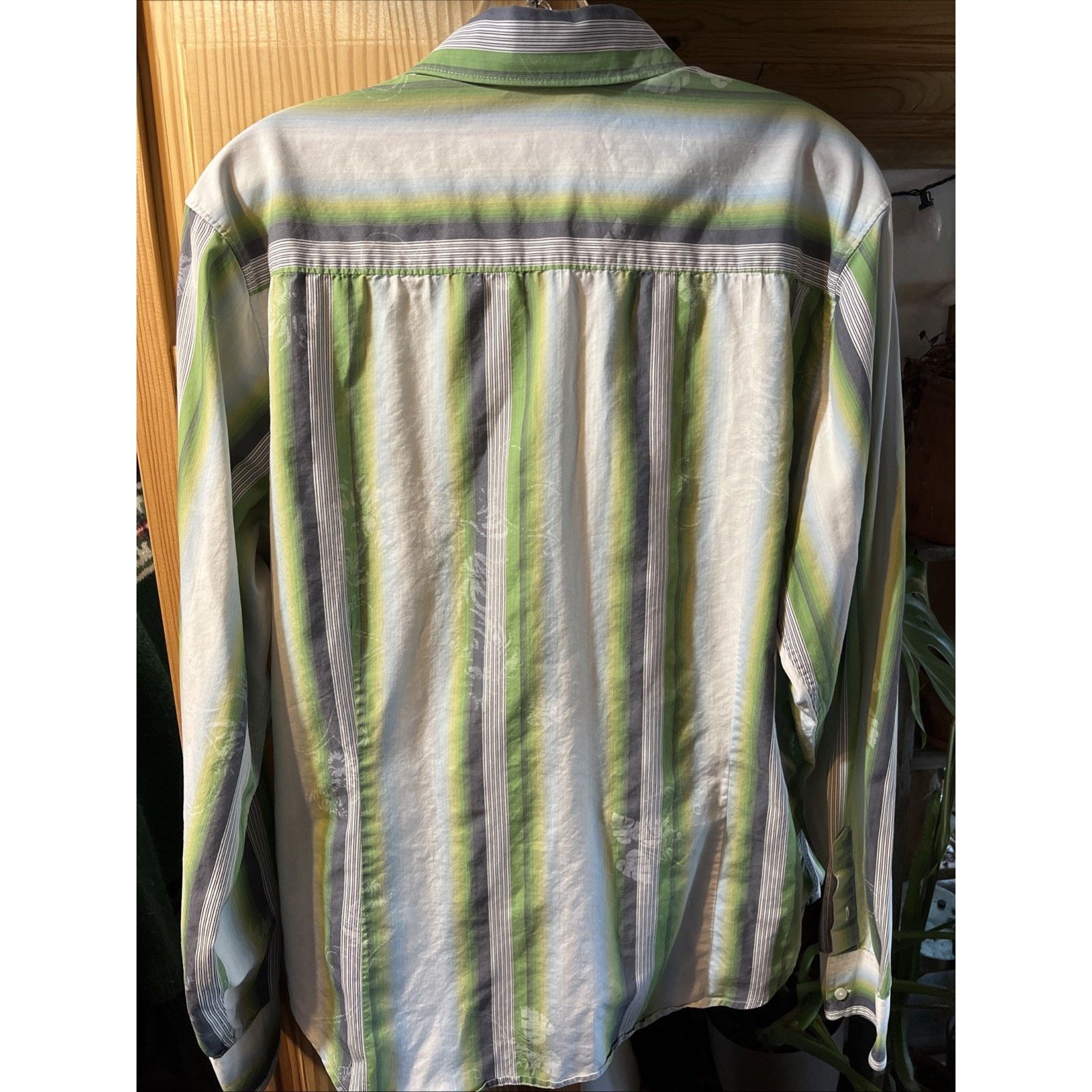 DKNY DKNY Jeans Shirt Mens Large Button Blue Green Striped Cotton Size US L / EU 52-54 / 3 - 7 Thumbnail