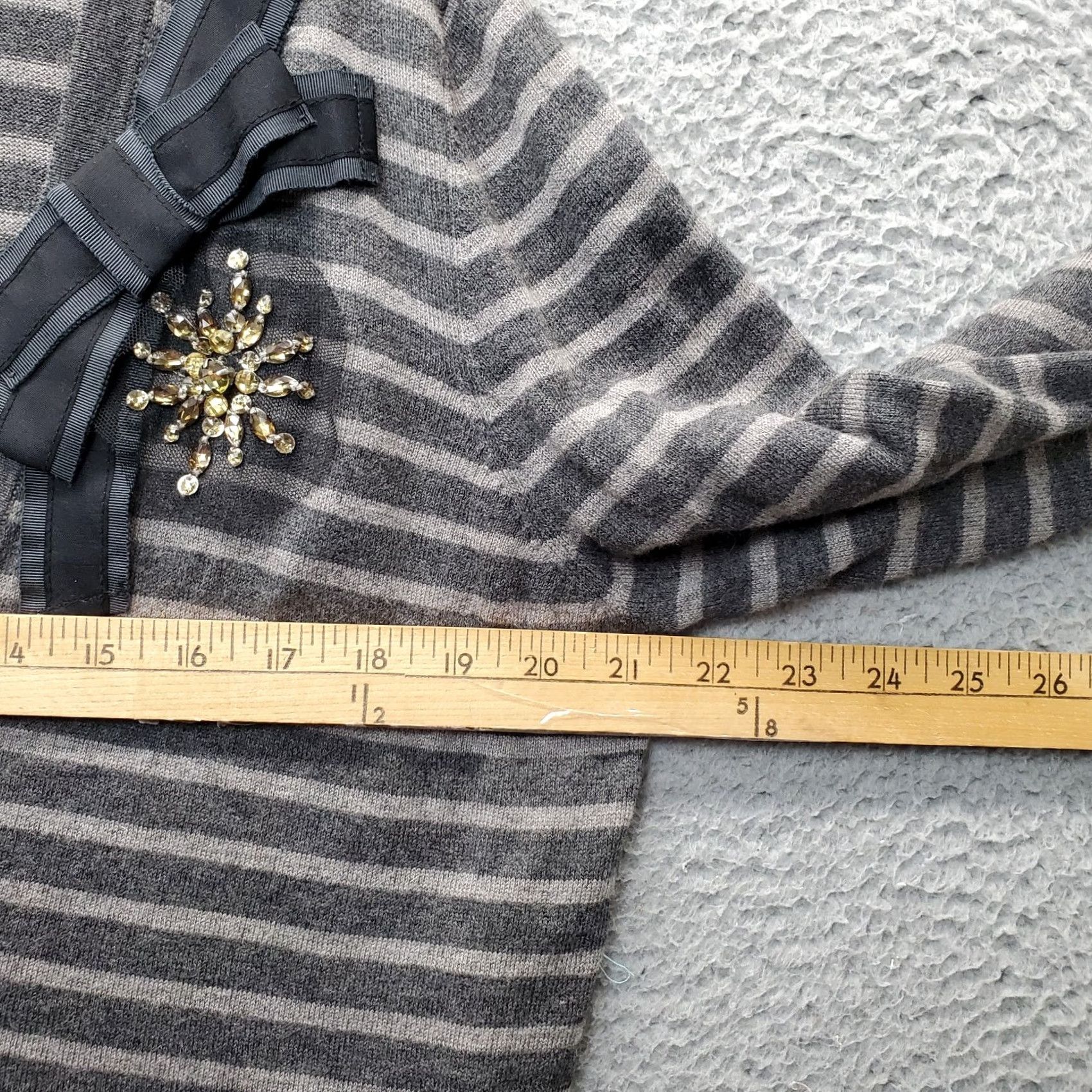 Loft LOFT Cardigan Sweater Women XL Multi Striped Long Sleeve V Neck Bow Button Front Size XL / US 12-14 / IT 48-50 - 6 Thumbnail