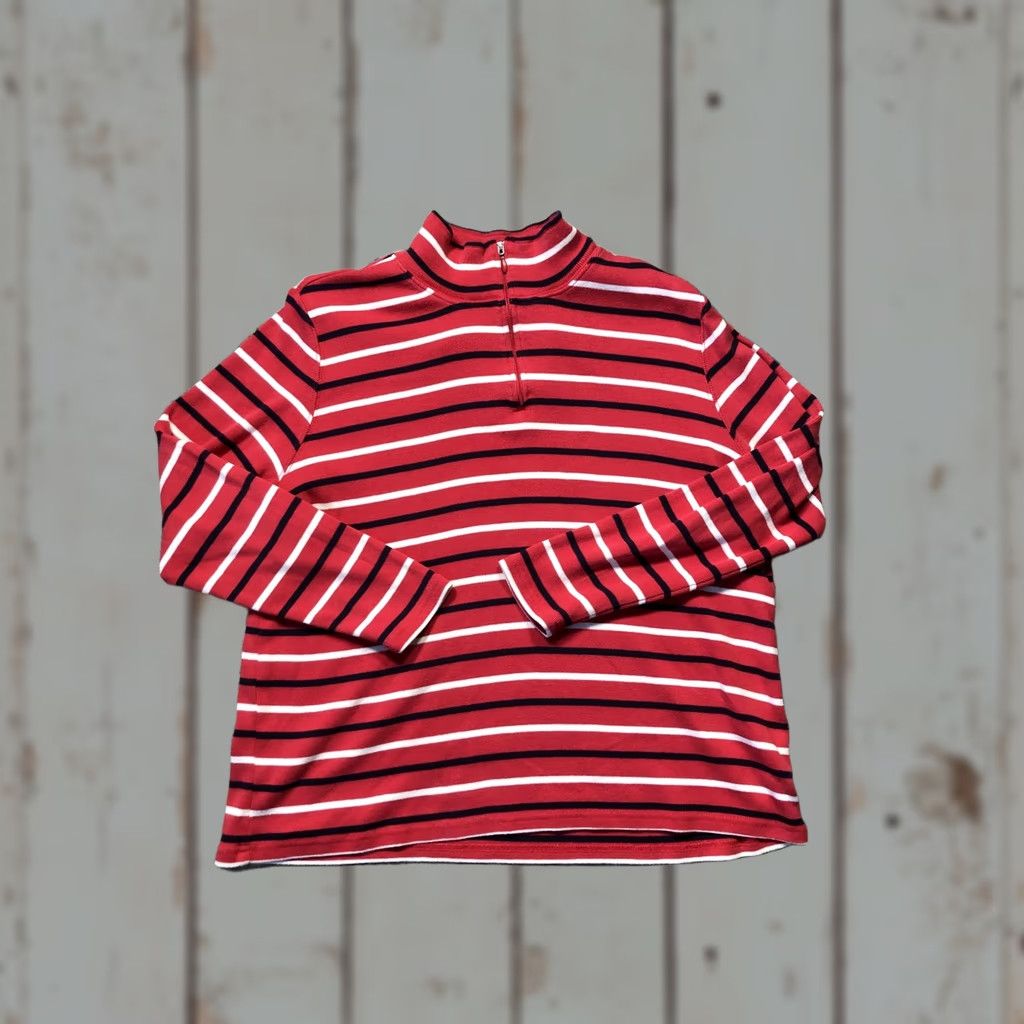 Vintage L.L.Bean Sweater Womens 2X Red Stripe 1/4 Zip Mock Neck Pullover Knit Cotton Shirt Women Plus Size Striped Knit Fall Casual Mens Women Girls Boys N/A Size XXL / US 16-18 / IT 52-54 - 1 Thumbnail