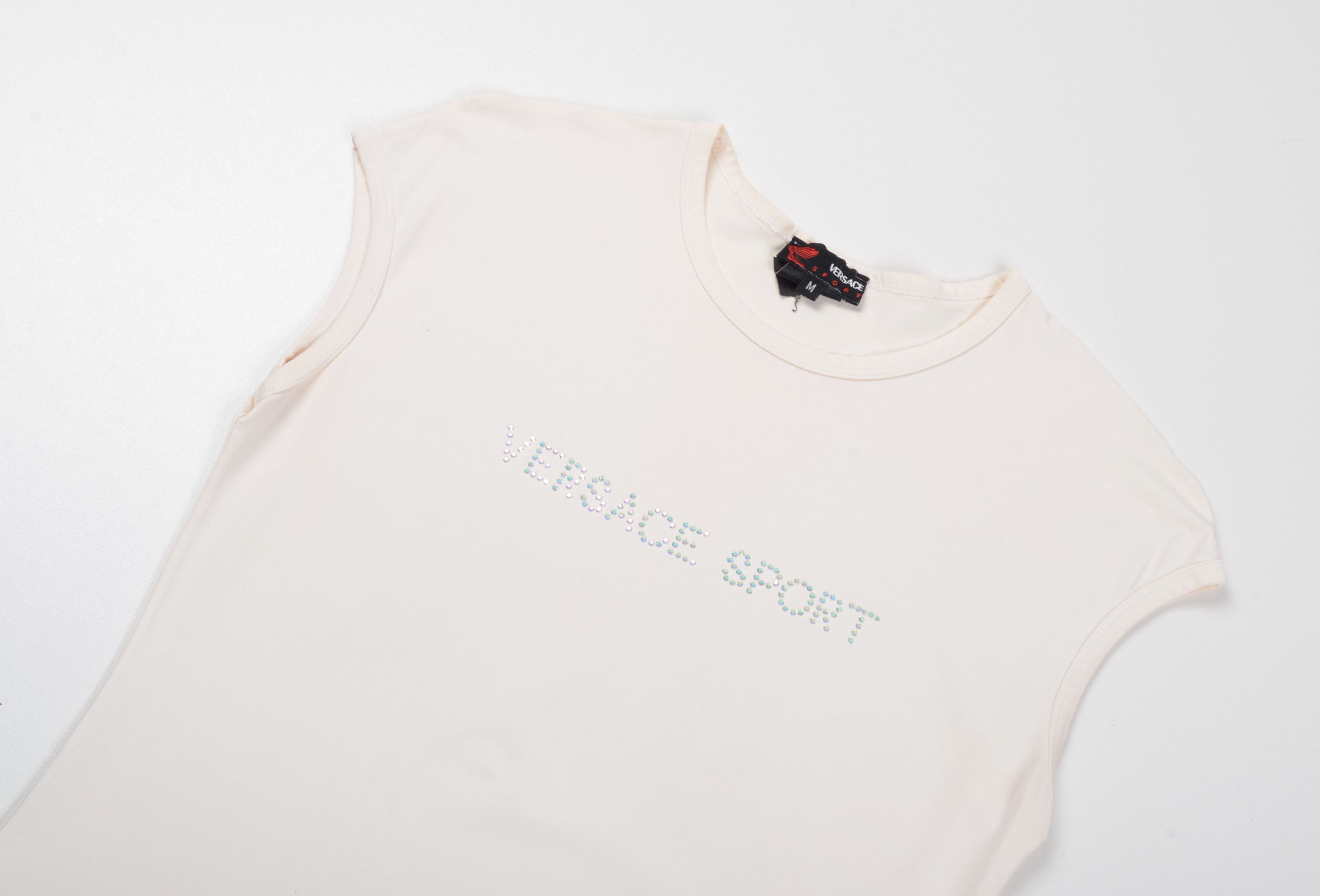Versace Jeans Couture Vintage Versave Sport Y2K Rhinestone Logo Milky Top Size M / US 6-8 / IT 42-44 - 6 Thumbnail