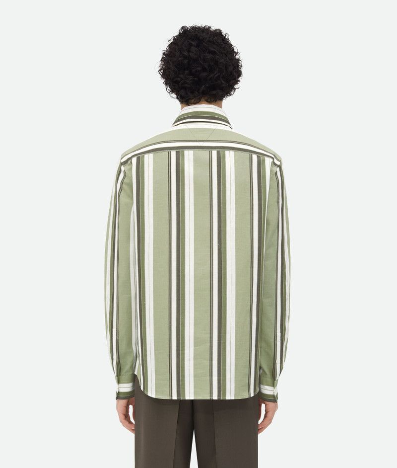 Bottega Veneta o1loc1c0426 793027 Striped Cotton Shirt in Multicolor Size US M / EU 48-50 / 2 - 3 Thumbnail