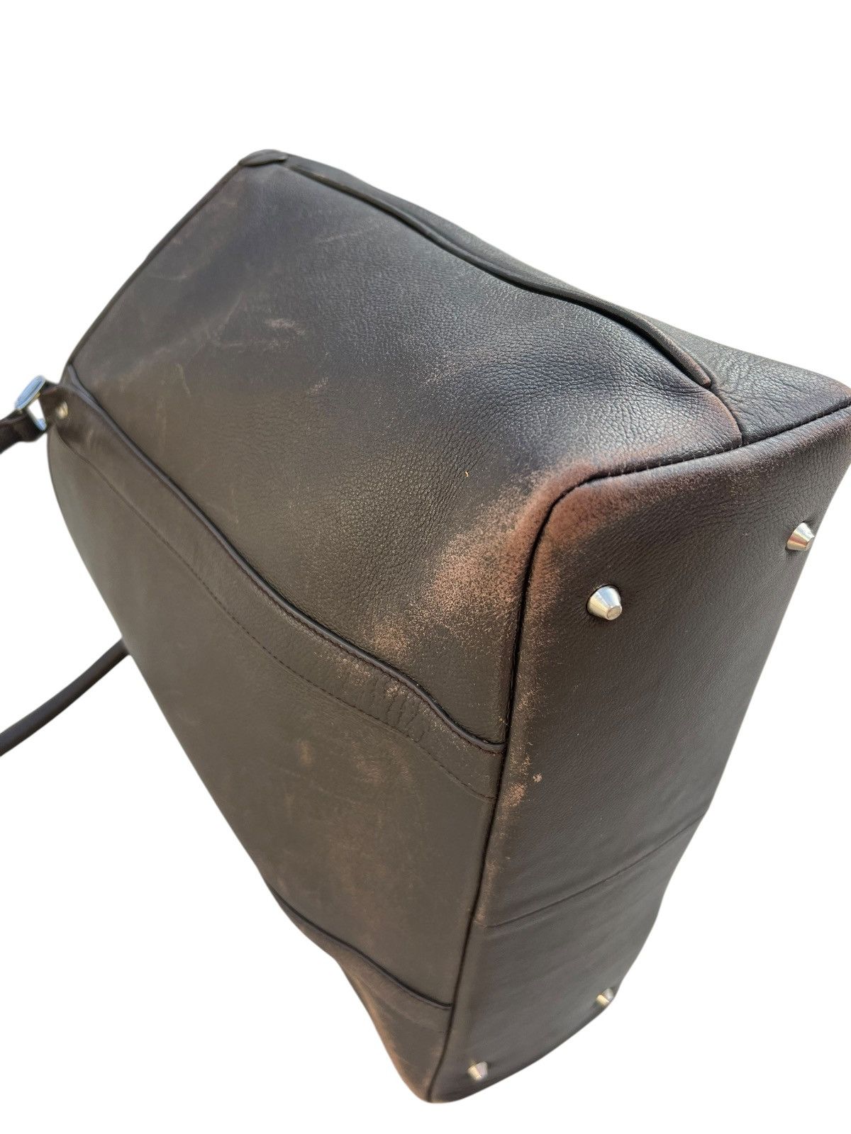 Leather ONLY Japan Distressed Patina Brown Leather Tote Bag Size ONE SIZE - 13 Thumbnail