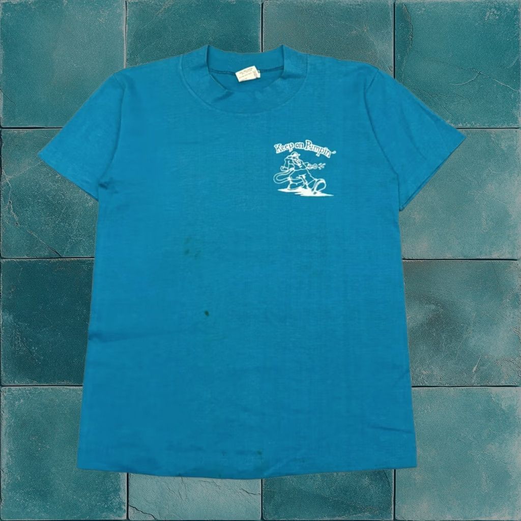 Vintage 80s Tee Jays Big Bear Firemen Muster Graphic Shirt Blue Size S Mens, Men's