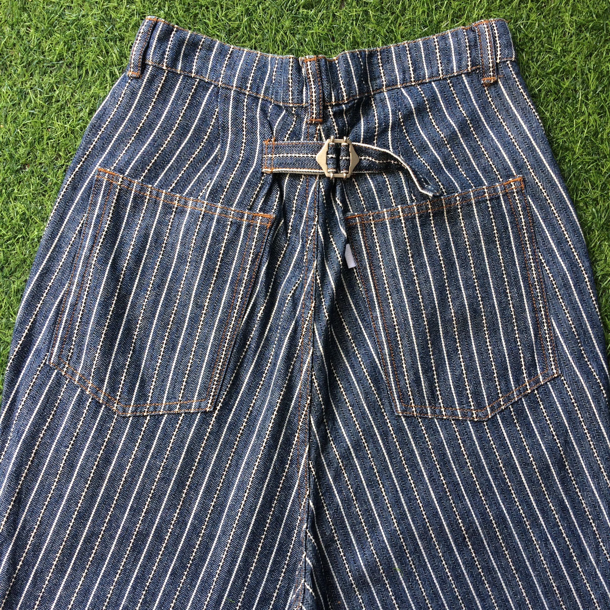 Issey Miyake × Japanese Brand × Ne-Net Ne-net by Issey Miyake Striped Drop Crotch Jeans Pants D-518 Size US 27 - 5 Thumbnail