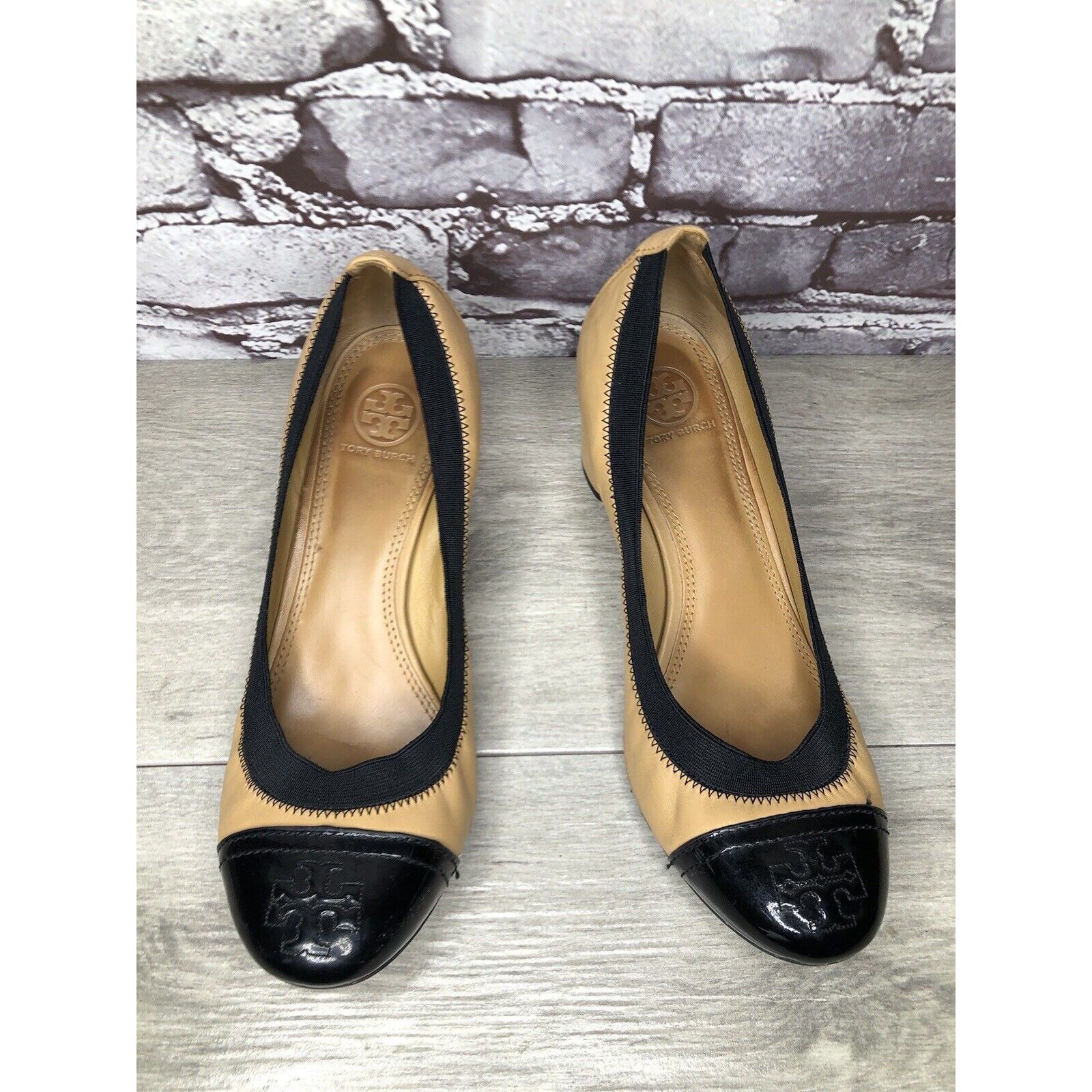 Tory Burch Tory Burch Tan Leather Black Patent Leather Block Heels Wome Size US 8.5 / IT 38.5 - 19 Thumbnail