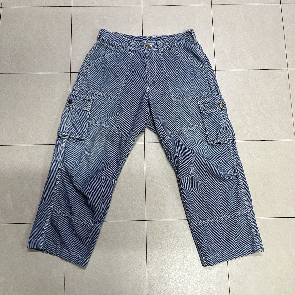 Dogtown × Japanese Brand × Vintage Vintage Dogman Hickory Cargo Baggy Pants Size US 32 / EU 48 - 2 Thumbnail