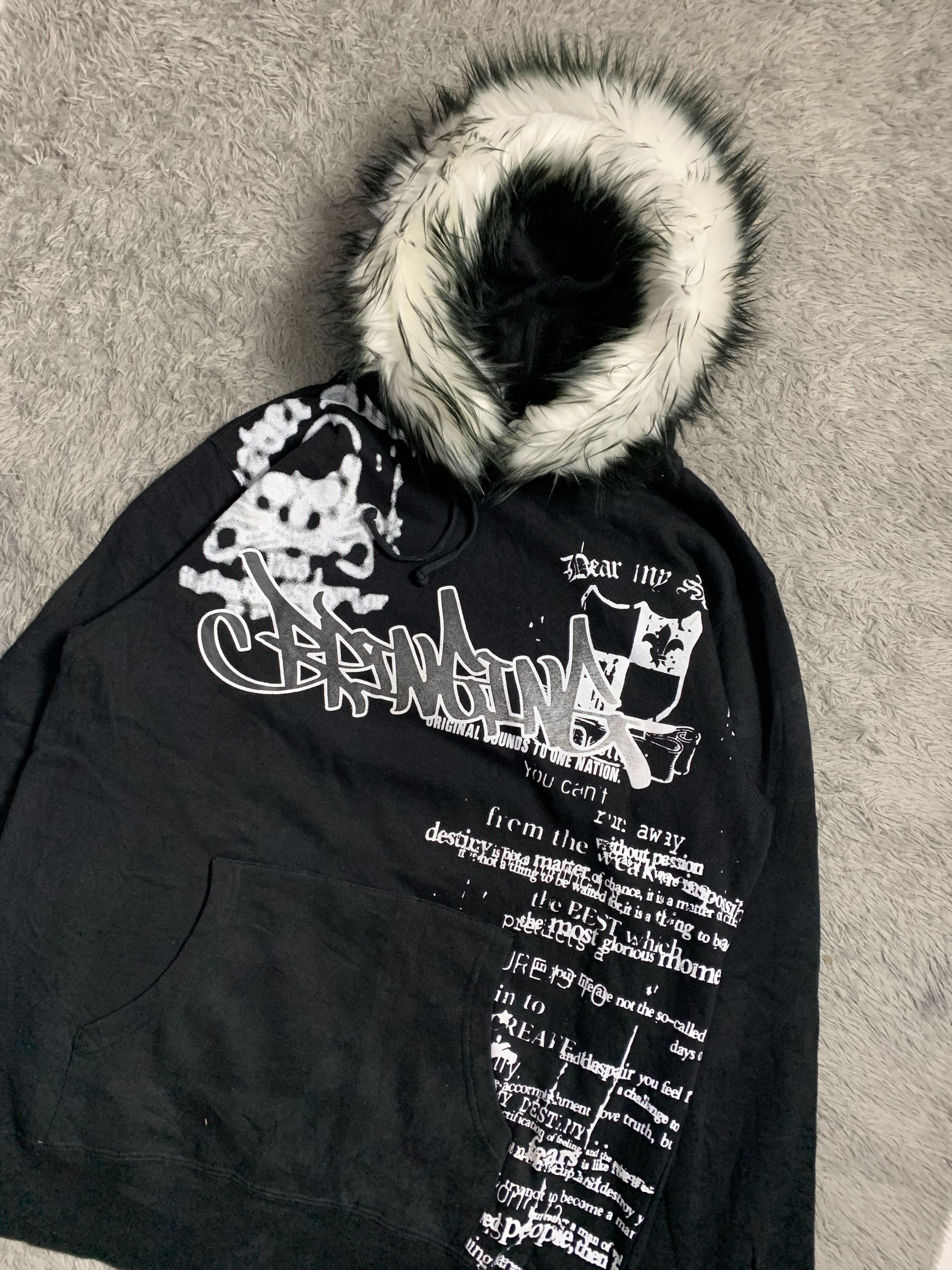 Japanese Brand Faux Fur Y2k Poem Japan Harajuku Size US M / EU 48-50 / 2 - 1 Thumbnail