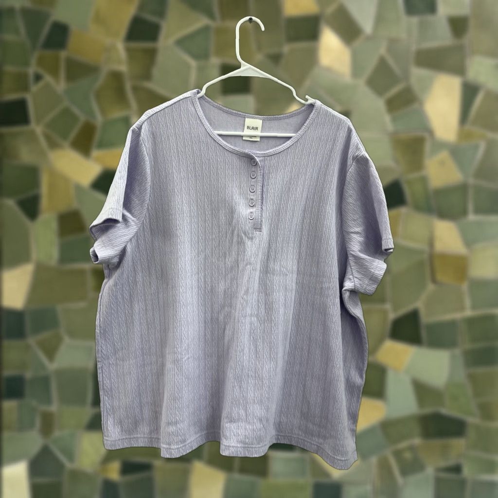 Blair VINTAGE Blair Womens Shirt Size 3XL Purple Henley Short Sleeve Size XXL / US 16-18 / IT 52-54 - 1 Thumbnail