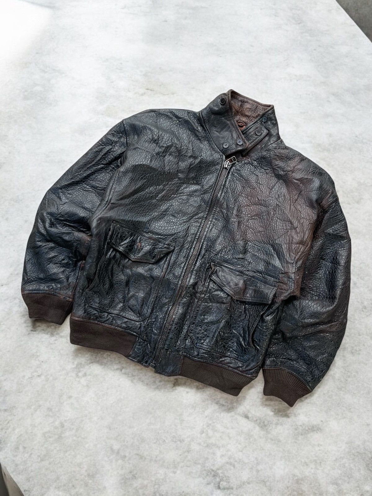 Japanese Brand × Vintage 🔥Vintage Japanese Brand Sheepskin Leather Bomber Jacket Size US M / EU 48-50 / 2 - 1 Thumbnail