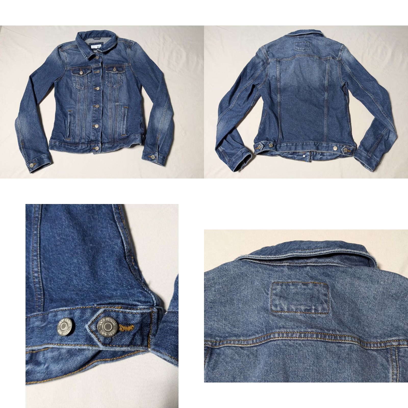 Ann Taylor LOFT Women XS Blue Stretch Denim Trucker Jacket, Regular, Button Closure, Casual, Jeans, Denims, Trucker Jacket Size 26" / US 2 / IT 38 - 10 Thumbnail