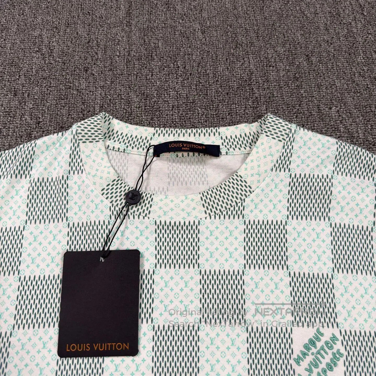 Louis Vuitton LV White Green Checkerboard Print T-shirt. Size US M / EU 48-50 / 2 - 3 Thumbnail