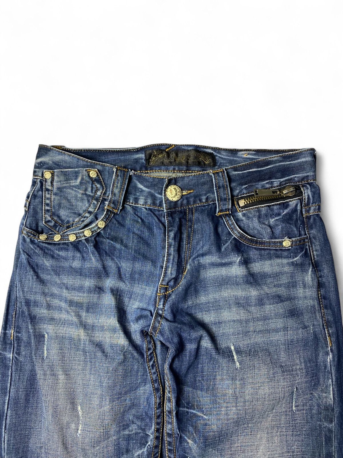 If Six Was Nine Red Papper Skull Flared Jeans Size US 32 / EU 48 - 3 Thumbnail