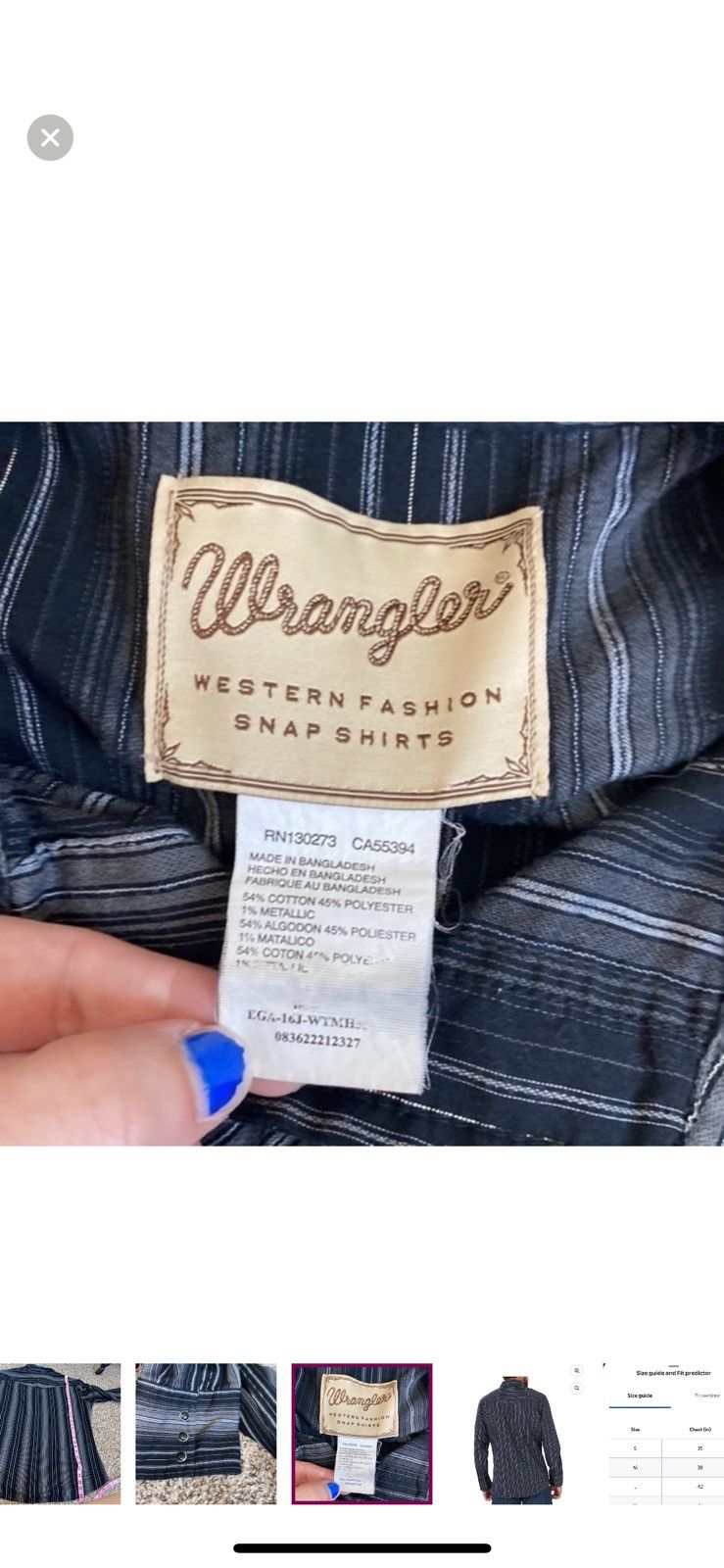 Wrangler Wrangler striped western snap up shirt Size US L / EU 52-54 / 3 - 6 Thumbnail