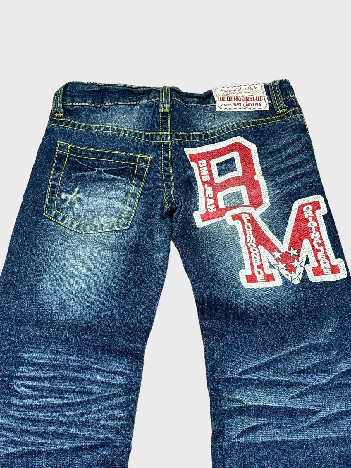 Japanese Brand BLUE MOON BLUE Printed Design Low Rise Denim Pants Size US 30 / EU 46 - 7 Thumbnail