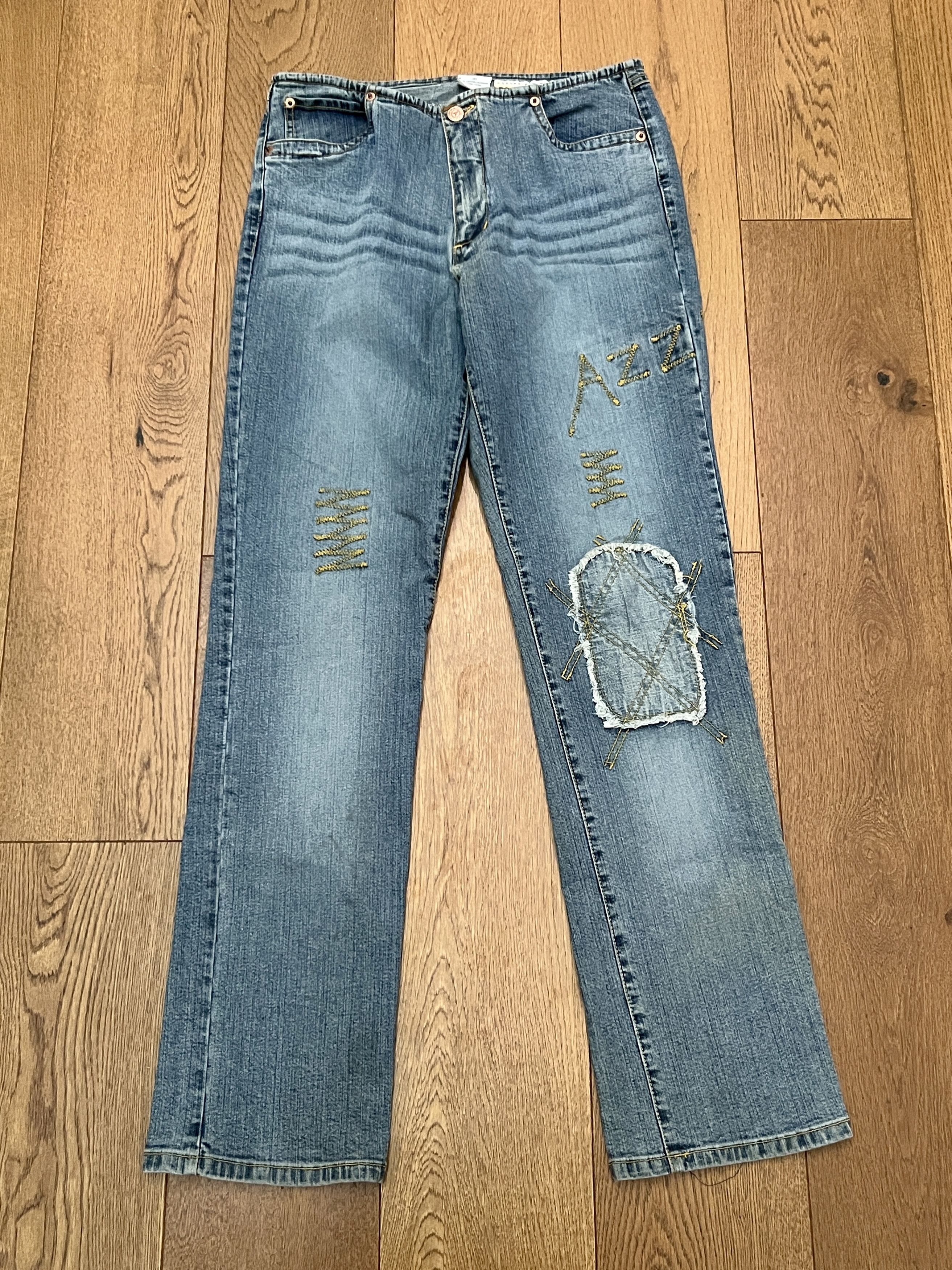 Vintage Azzure Denim Love Life Embroidered Y2K Jeans Size 31 Size 31" - 1 Thumbnail