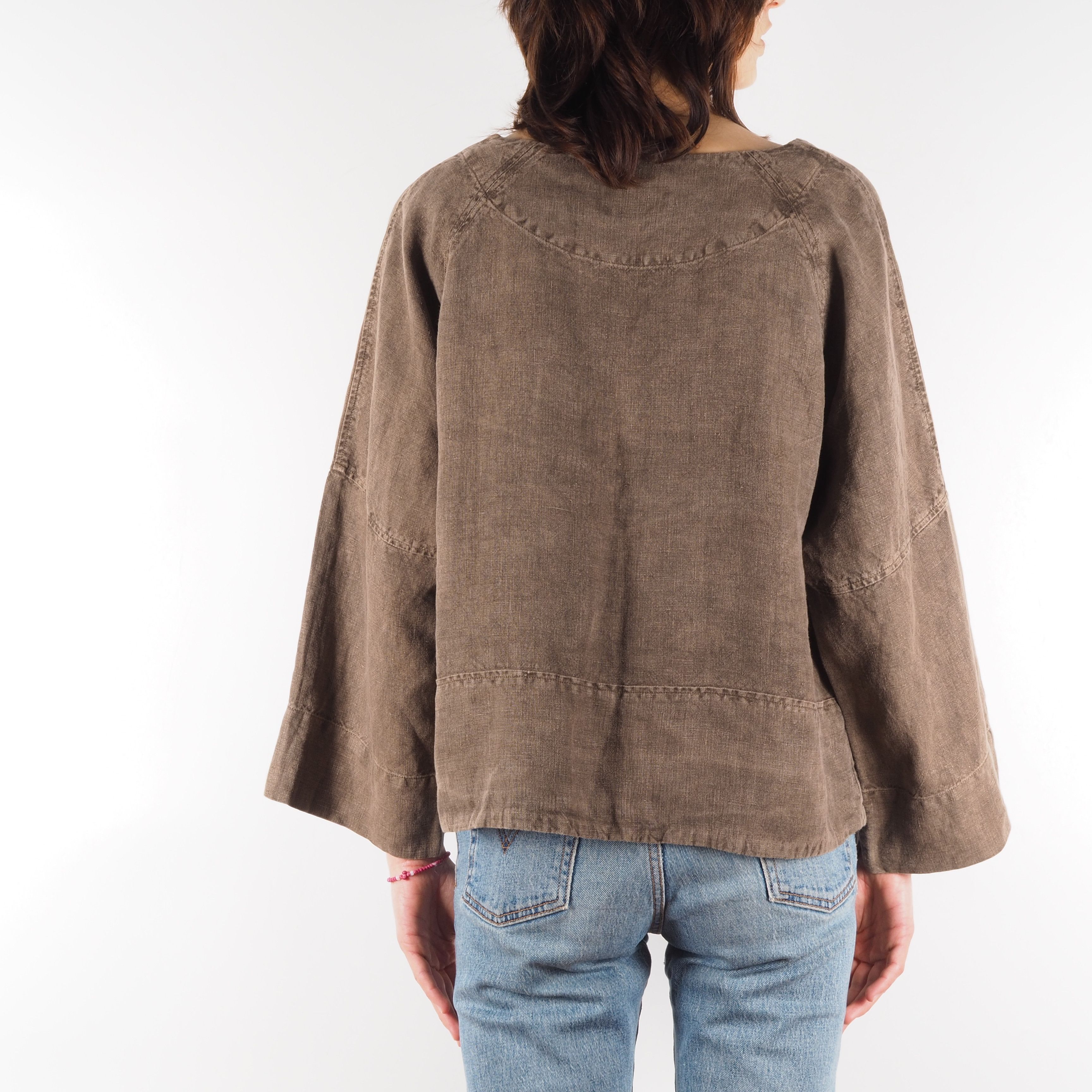 Annette Gortz × Other × Rundholz OSKA Beige Brown Linen 3/4 Sleeve Boho Blouse Top Size L / US 10 / IT 46 - 3 Thumbnail
