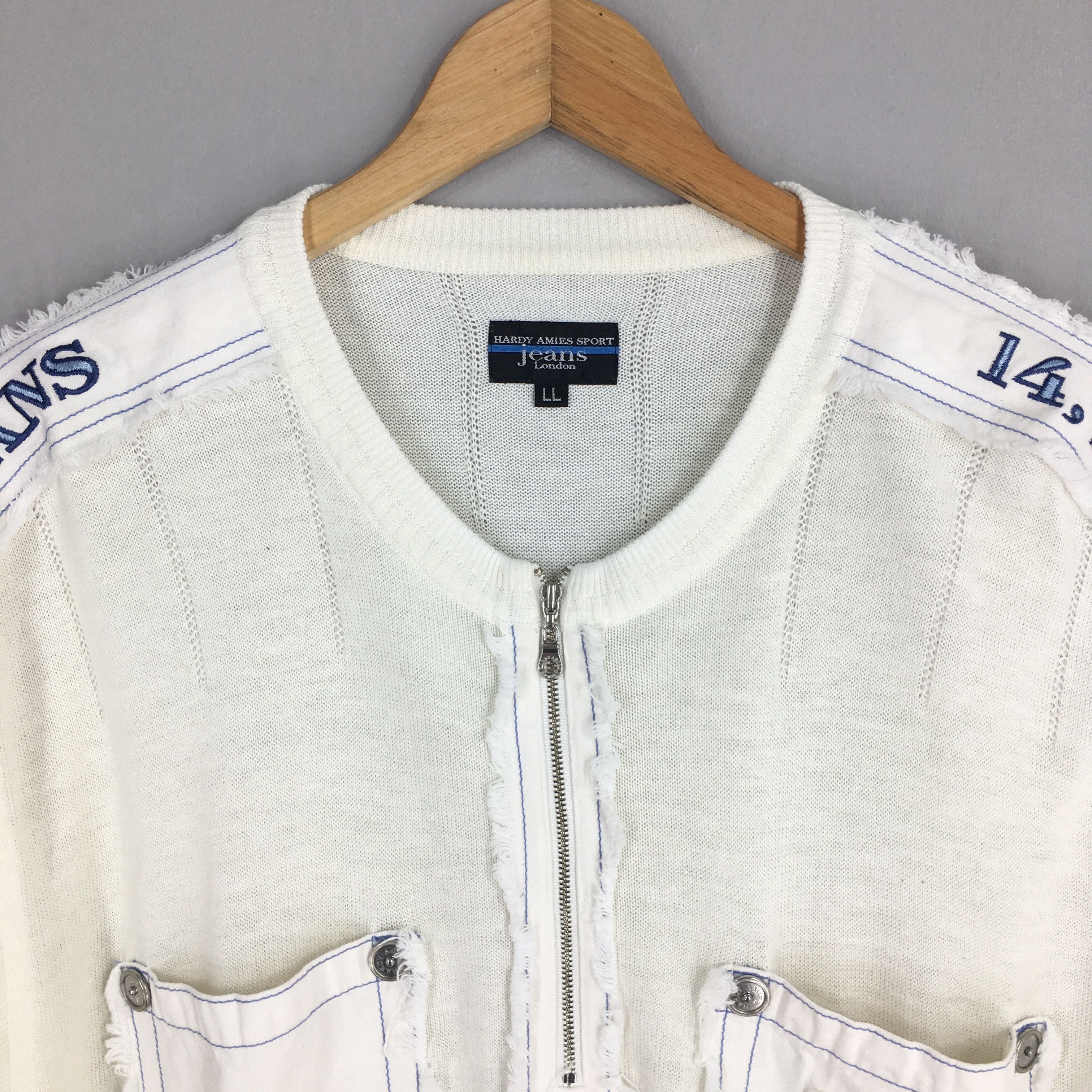 Hardy Amies Vintage Hardy Amies Jeans White Sweatshirt XL Size US XL / EU 56 / 4 - 2 Thumbnail