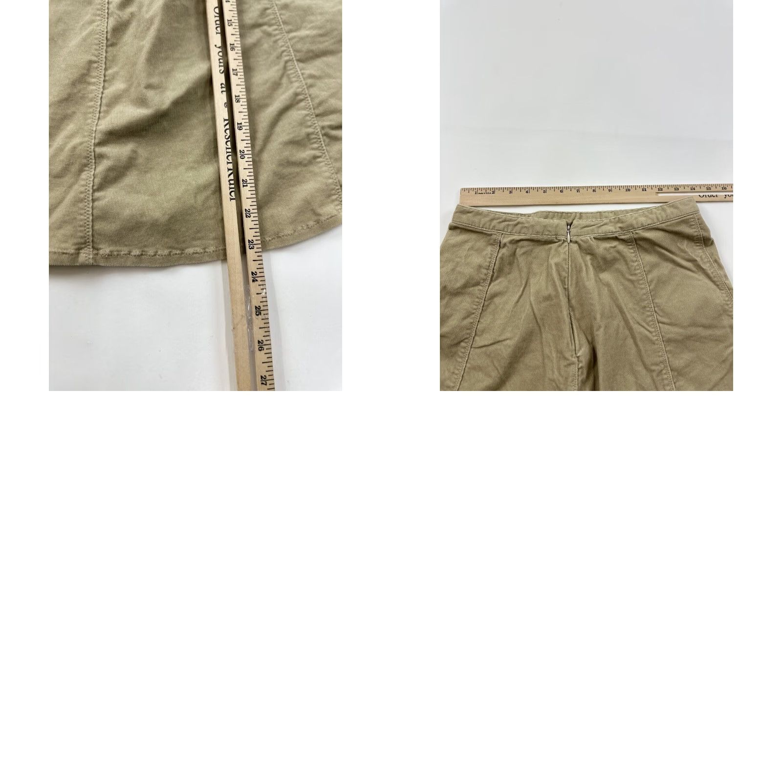 Vintage HORNY TOAD Skirt Women's L Khaki Corduroy A-Line Knee Length Beige Cotton Elastane Pull On Size 36" / US 14 / IT 50 - 8 Thumbnail