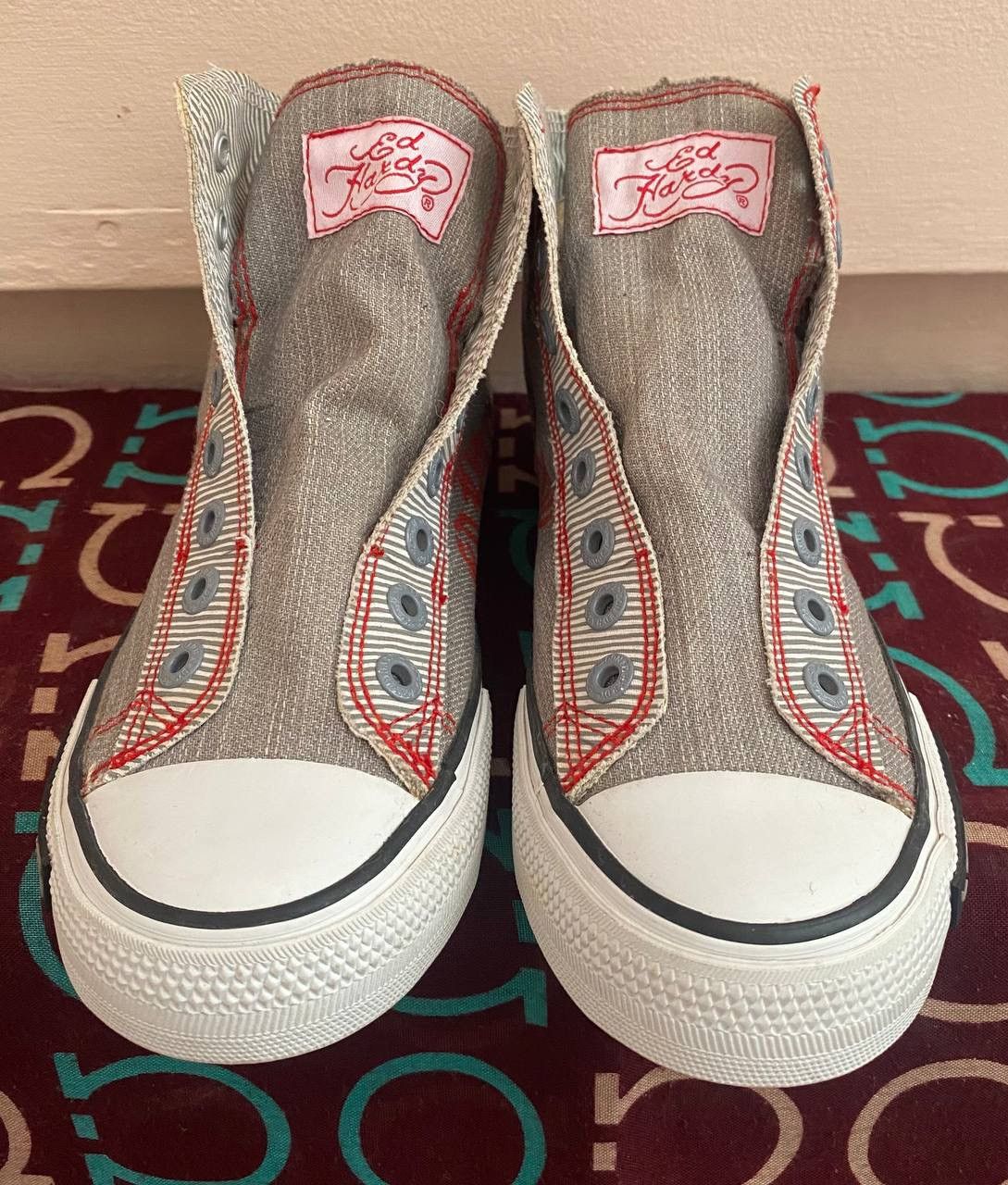 Christian Audigier × Ed Hardy × Vintage NEW! Vintage Ed Hardy Hi Top Sneakers Rare Fish Mermaid Y2K Size US 5 / IT 35 - 3 Thumbnail