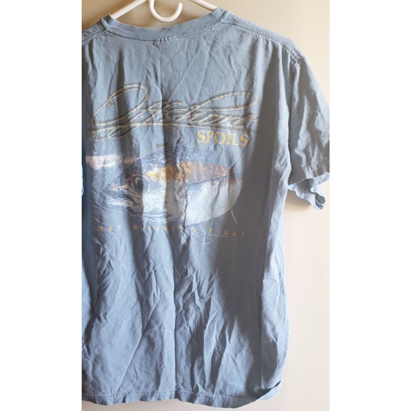 Vintage Offshore Spoils T-Shirt Men M Blue Short Sleeve Logo Tuna Not Without a Fight Logo Print Cotton Vintage? No (Original is not vintage) Size US M / EU 48-50 / 2 - 6 Thumbnail