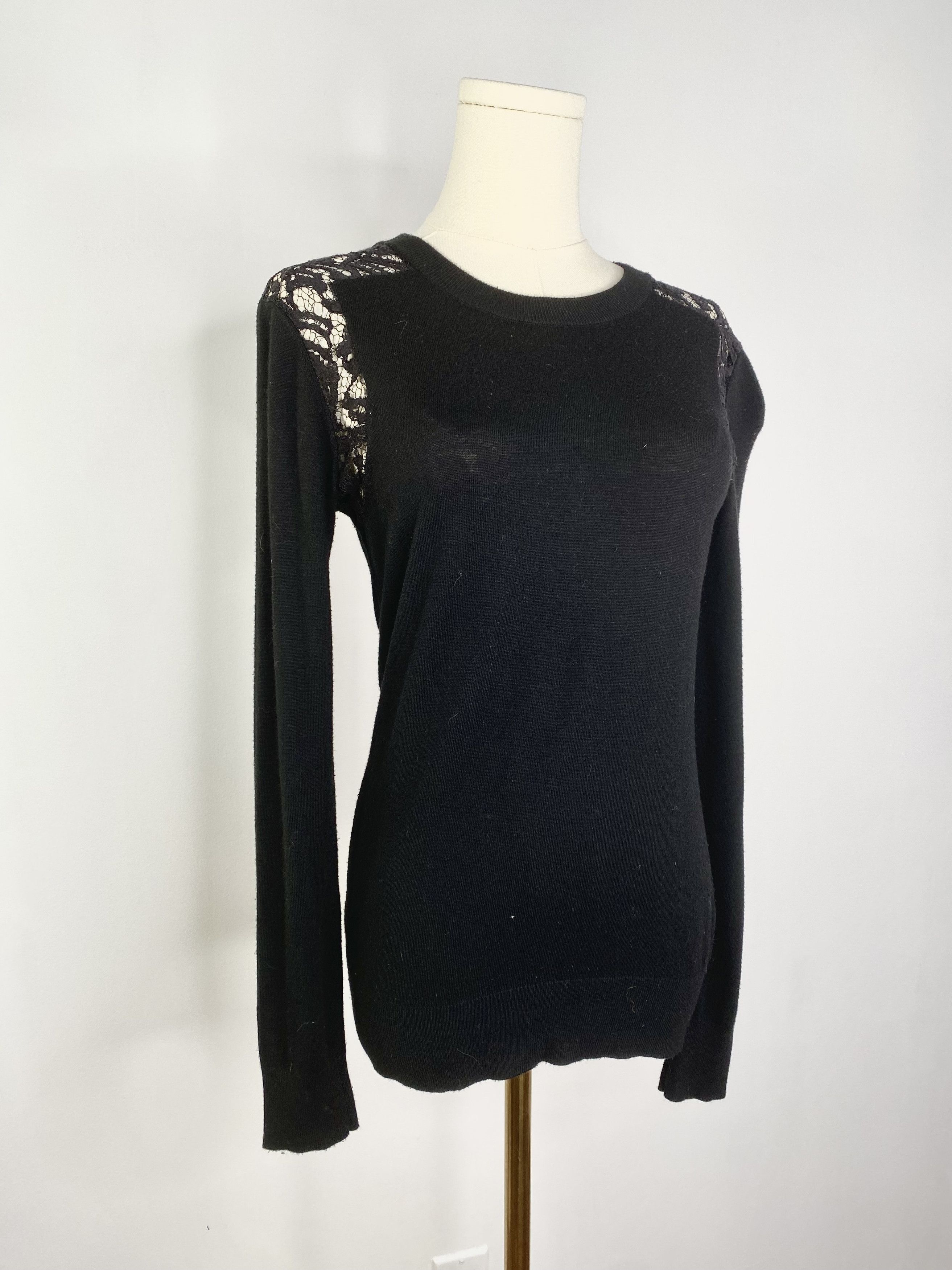 Michael Kors Michael Kors - Black Lace Cutout Knit Sweater Size S / US 4 / IT 40 - 1 Thumbnail
