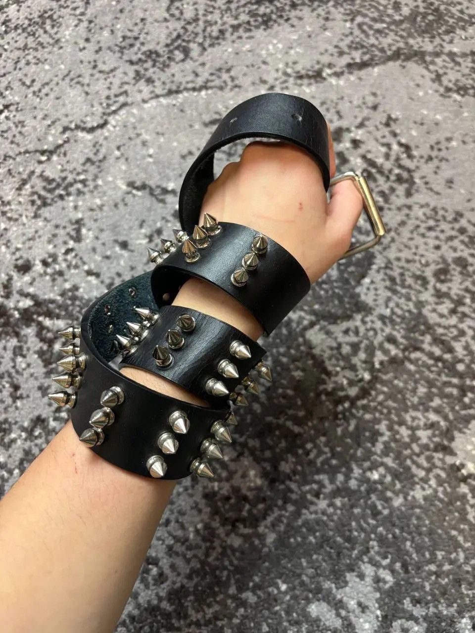 Japanese Brand × Vintage Vintage Y2K Punks Thorn Black Leather Belt Opium Owens Style Size ONE SIZE - 1 Thumbnail