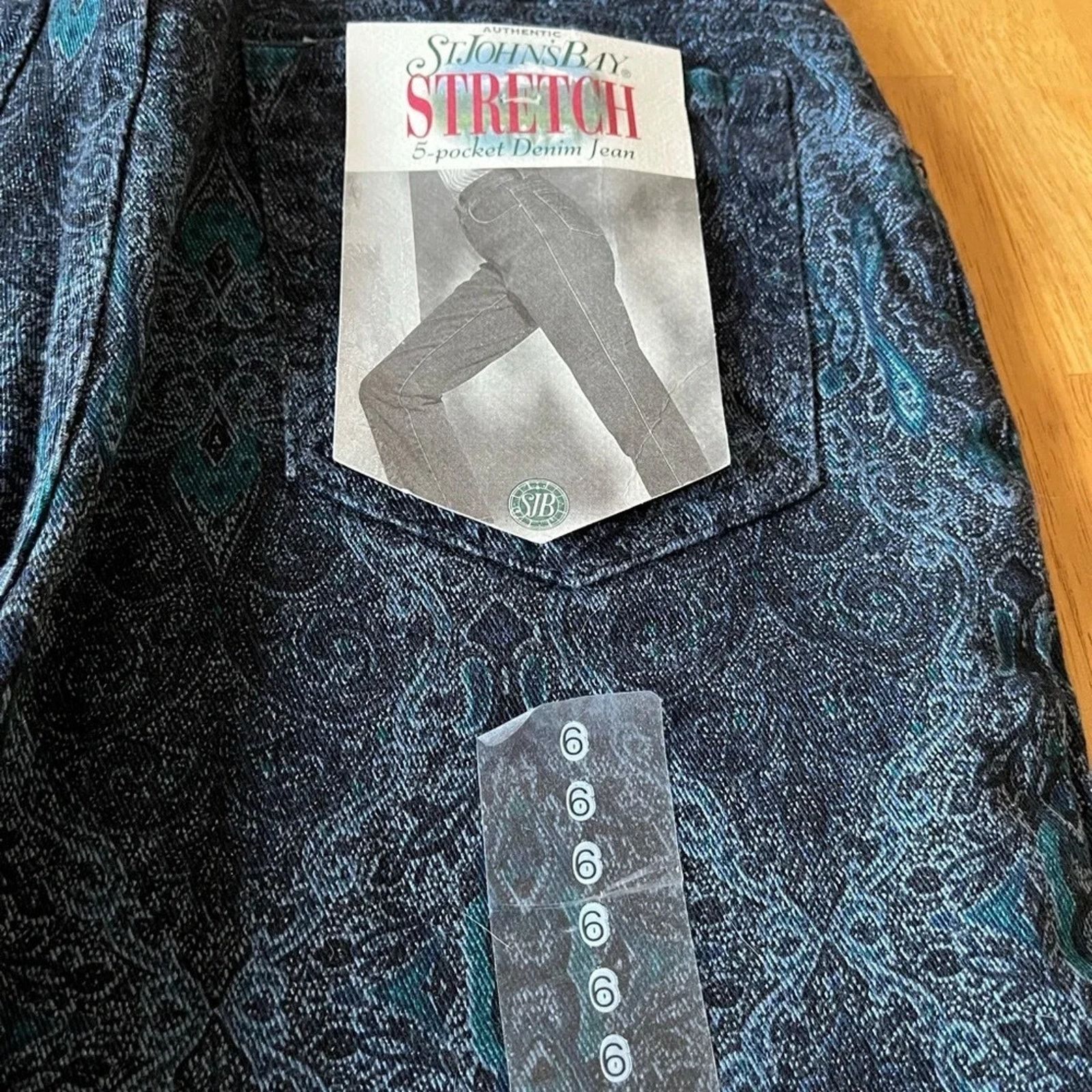 St. Johns Bay St. John’s Bay stretch Y2K blue paisley print jeans, size 6. Size 28" / US 6 / IT 42 - 3 Thumbnail
