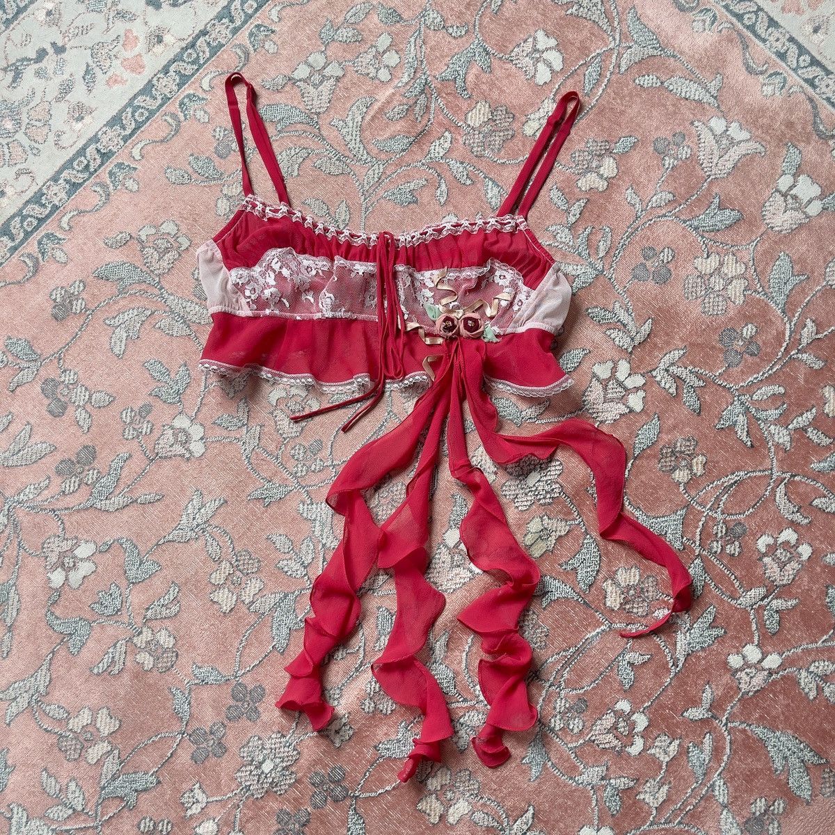 Victoria's Secret Vintage VS Red Silk Camisole (Large) Size L / US 10 / IT 46 - 6 Thumbnail