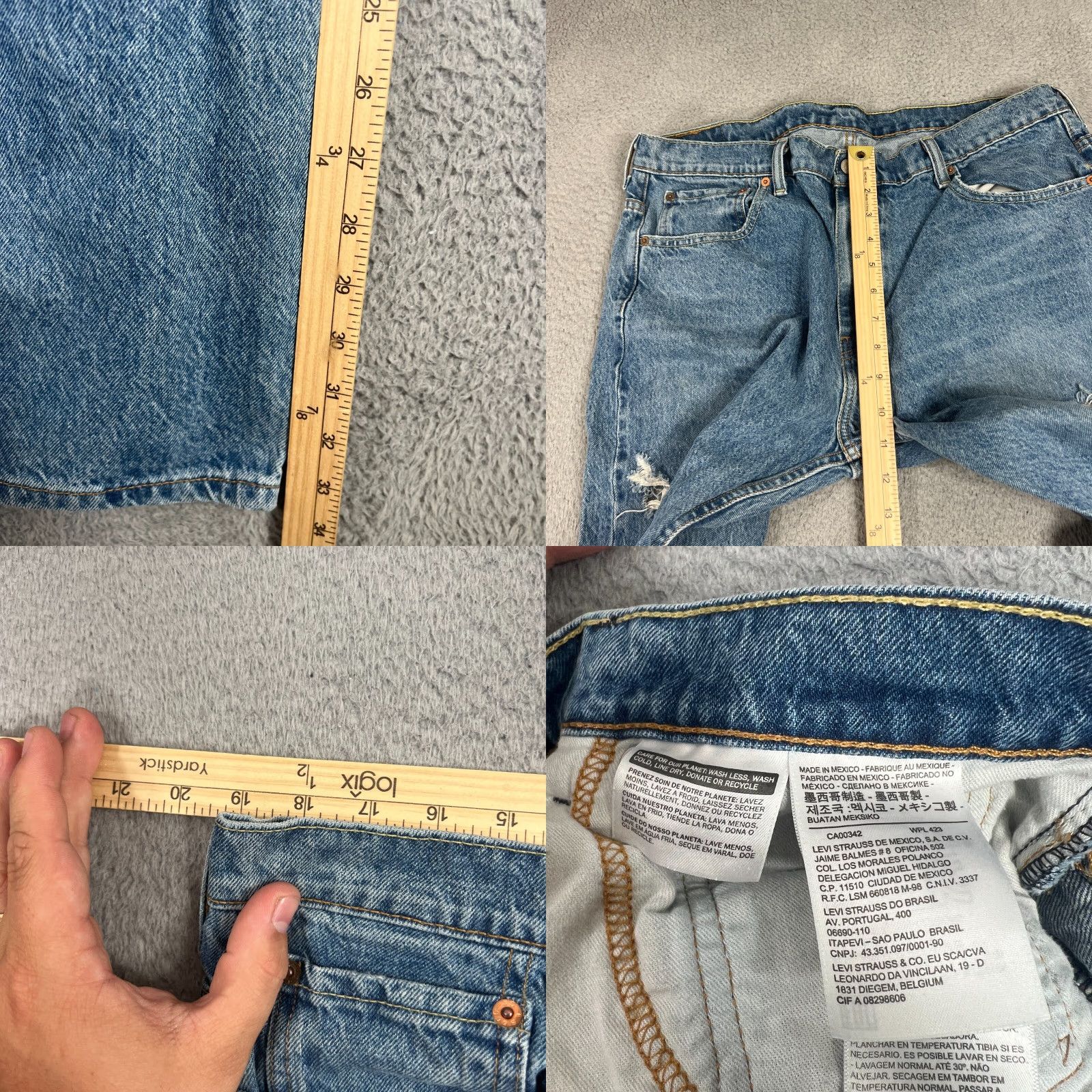 Levi's VINTAGE Levi's Jeans Mens 36x34 Light Blue Straight Distressed Cotton 569 Denim Pants Size US 36 / EU 52 - 8 Thumbnail