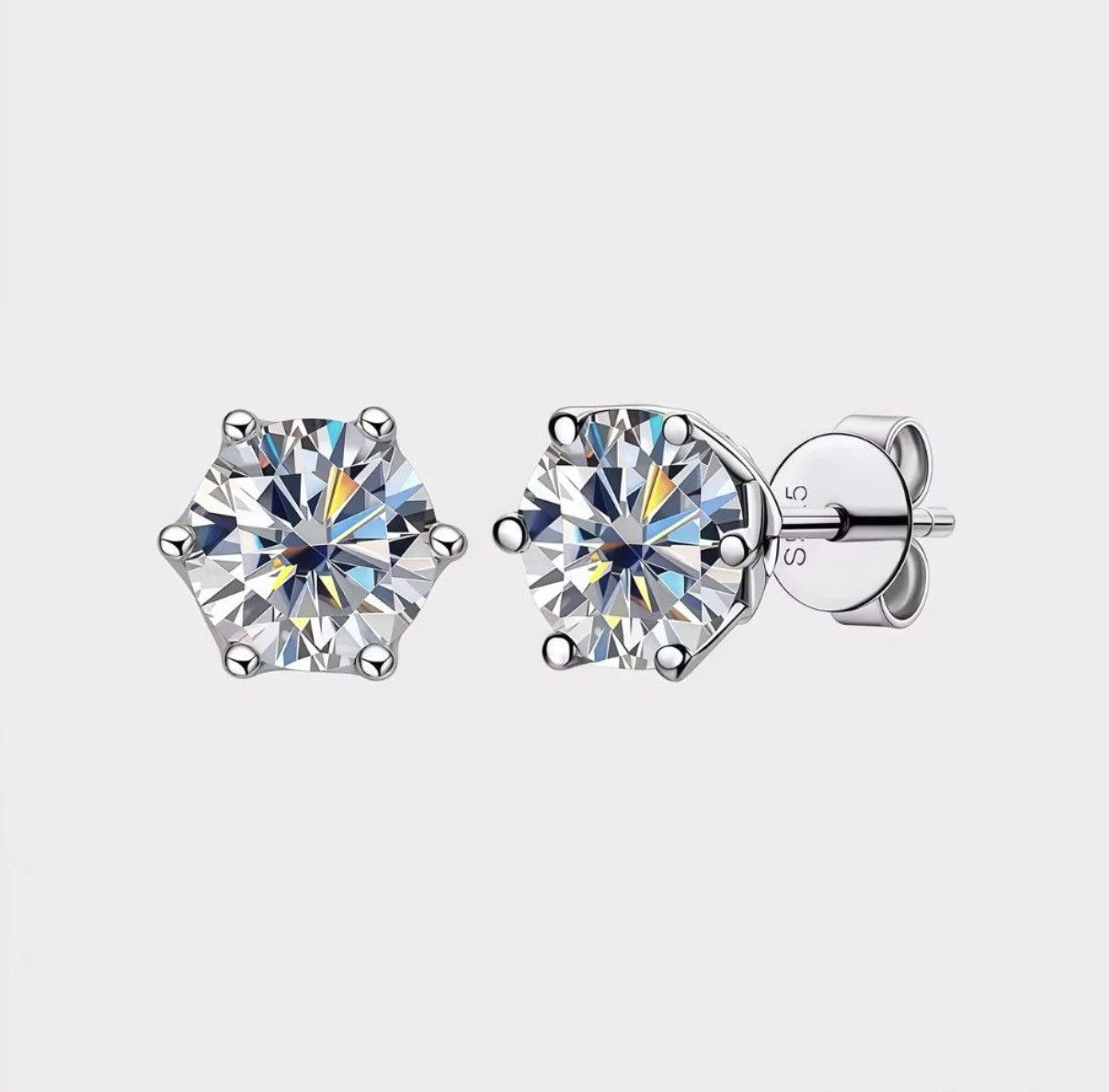Other Elegant Moissanite Silver Stud Earrings Size ONE SIZE - 1 Thumbnail