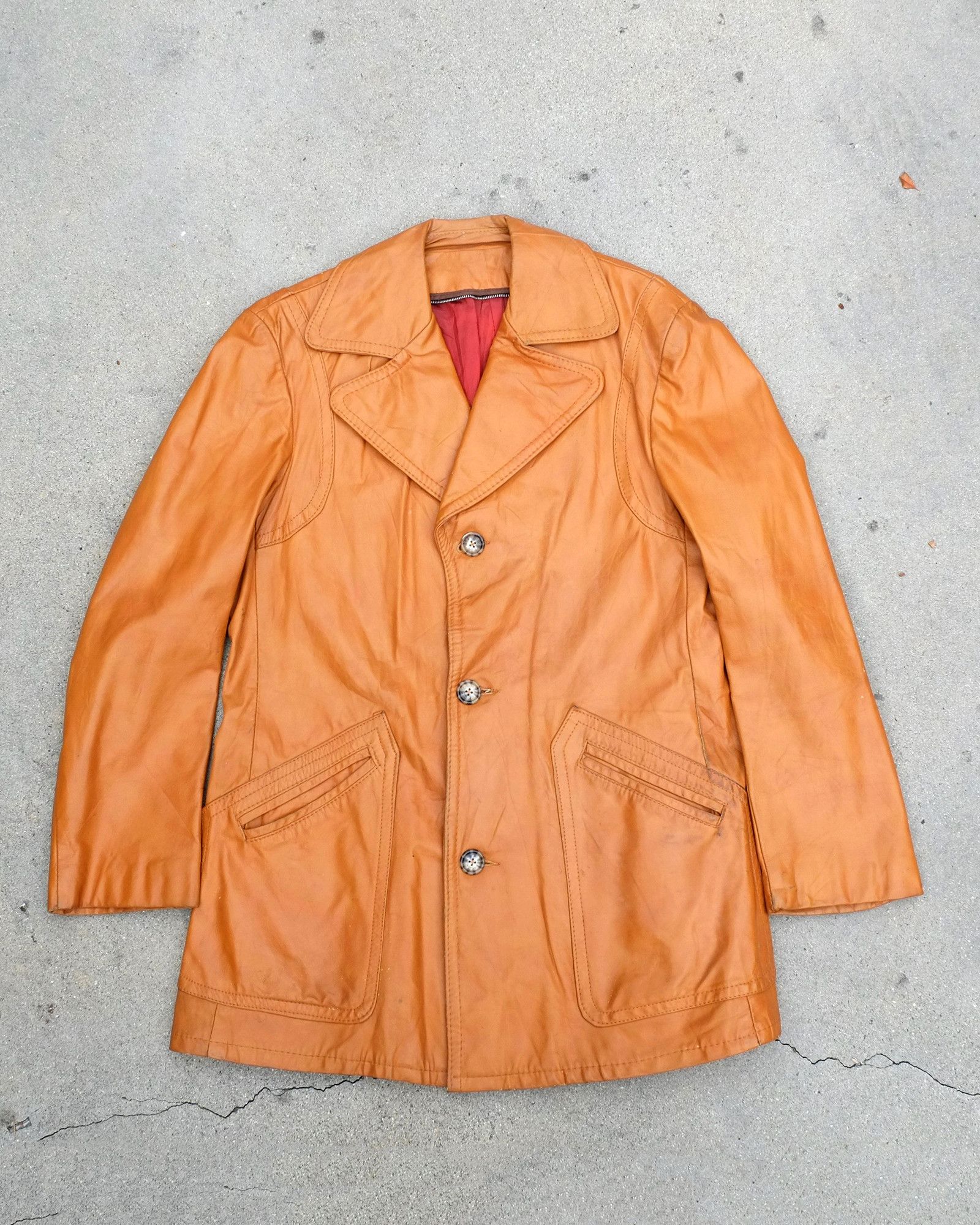 Classic Vintage 1970s Men's Leather Car Coat
